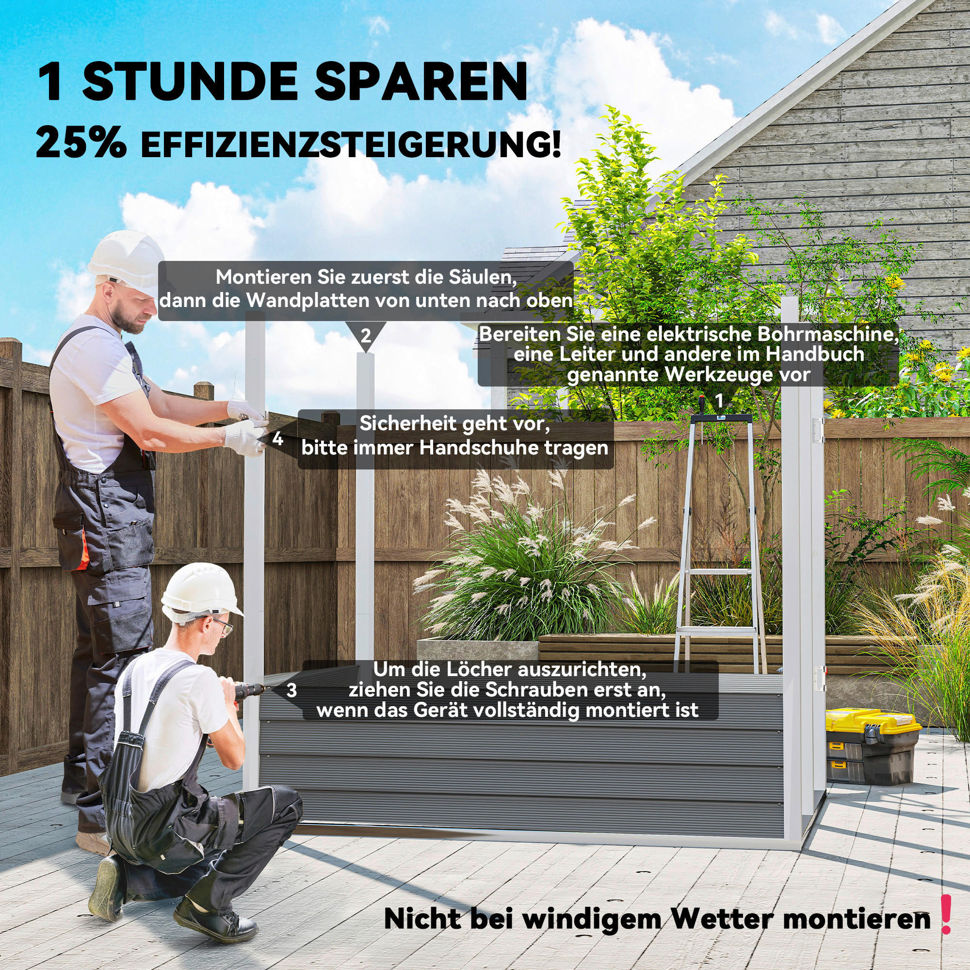 Thumbnail - Outsunny Gerätehaus hellgrau B/H/L: ca. 142x181x184 cm