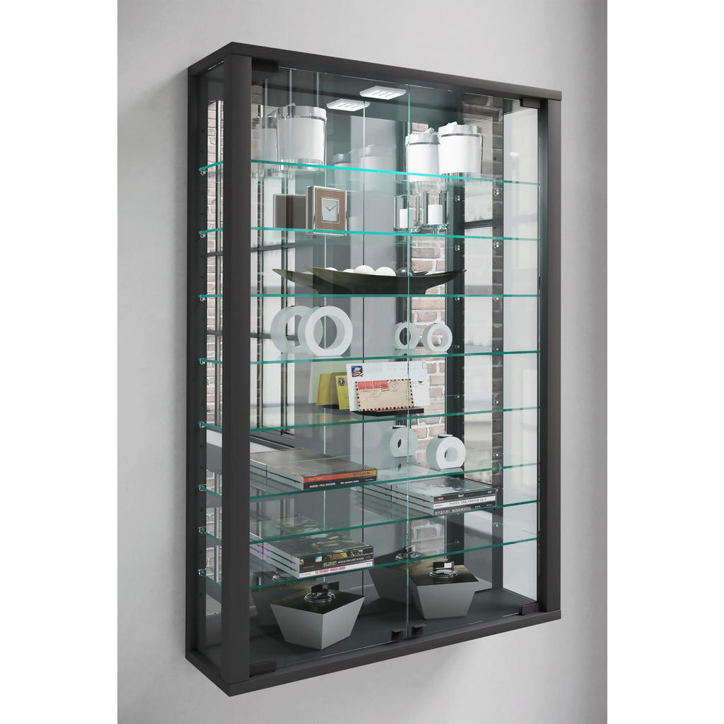 Thumbnail - Vitrine Vitrosa schwarz Holzwerkstoff Glas B/H/T: ca. 59x91x18 cm