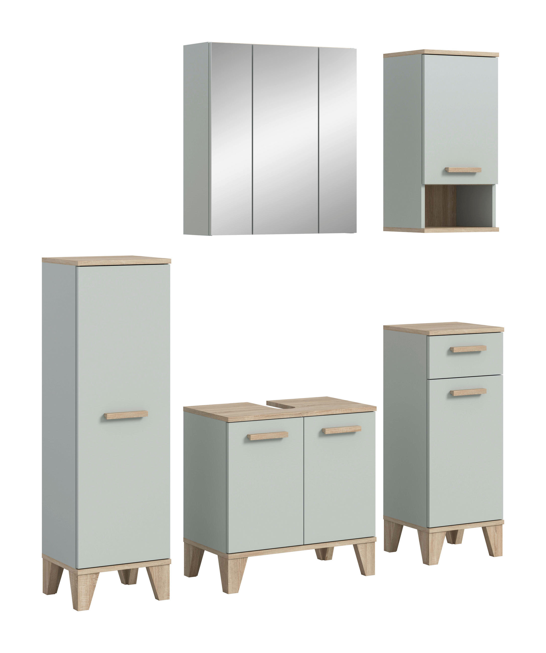 Badezimmer-Set STAR hellgrün Eiche hell Nachbildung B/H/T: ca. 158x190x34 cm