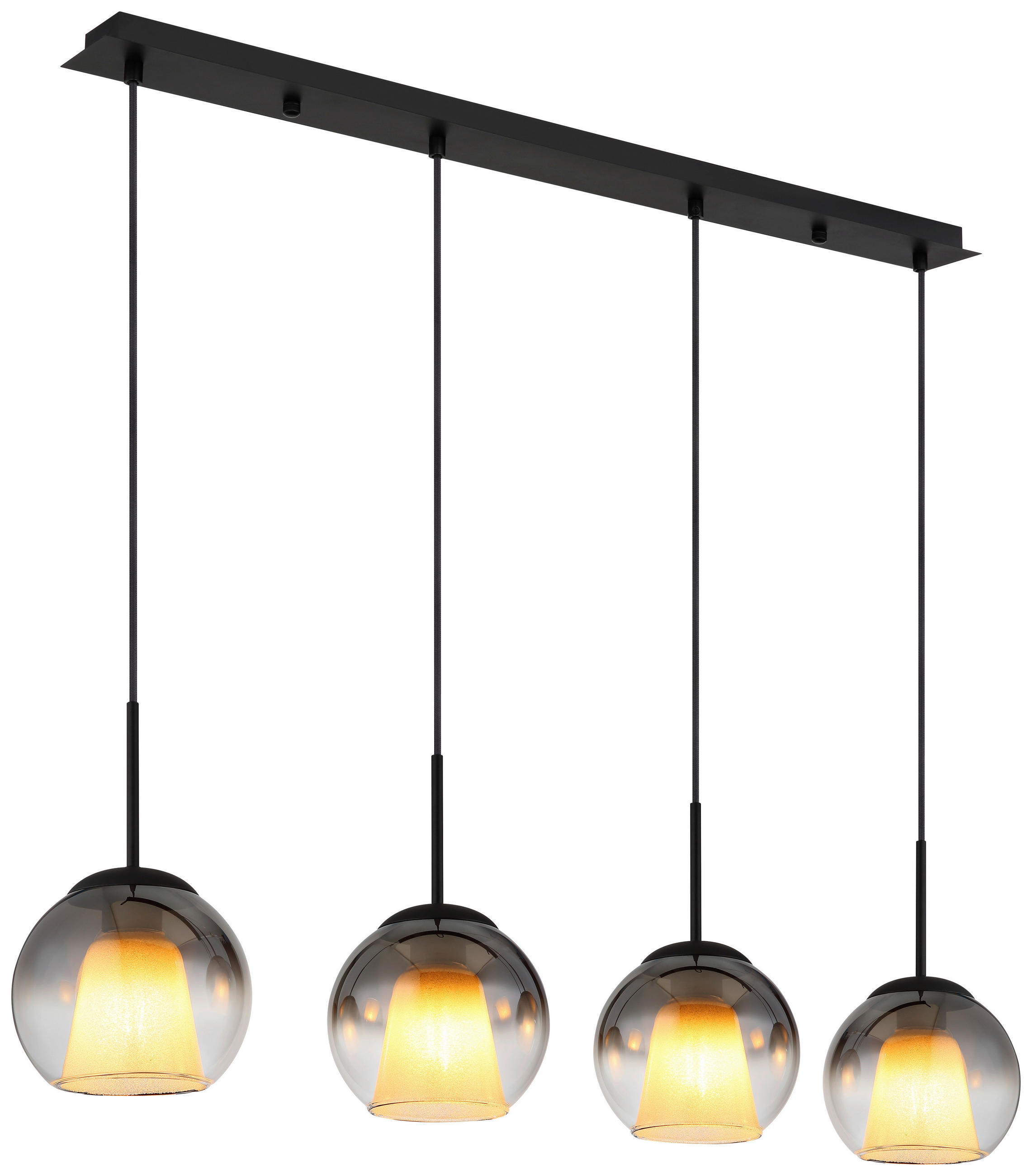 GLOBO Pendelleuchte BARRY 15749-4H Rauch schwarz Metall B/H/L: ca. 18x120x100 cm E27 4 Brennstellen