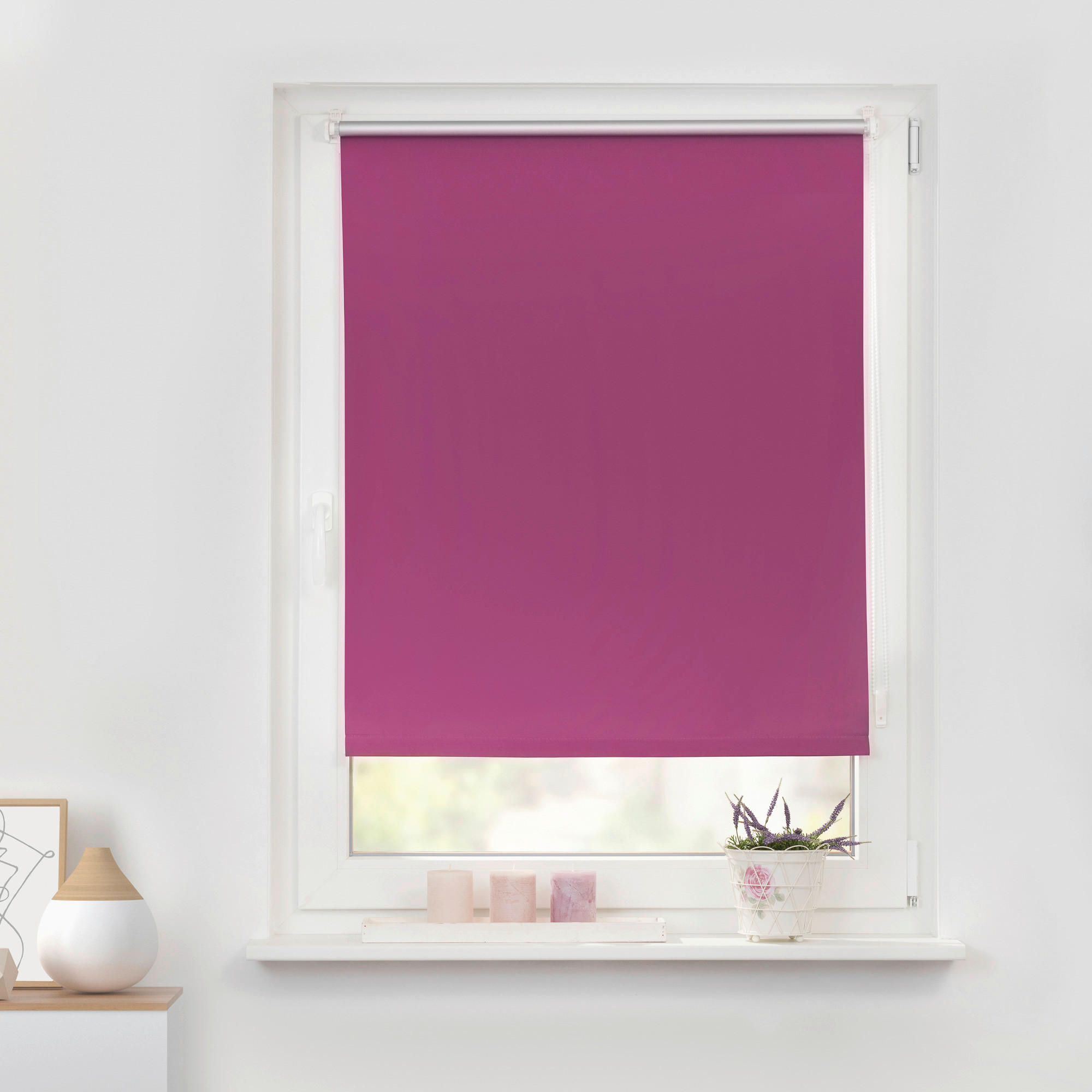 LICHTBLICK Thermo Klebe-/Klemmrollo Verdunklungsqualität fuchsia B/L: ca. 110x150 cm