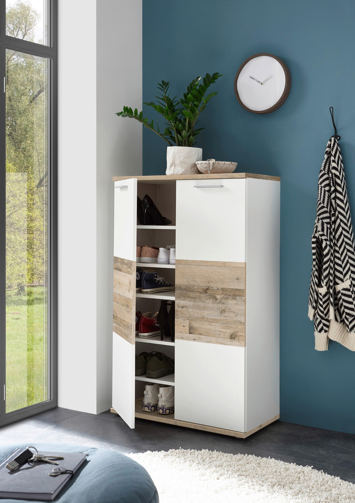 Thumbnail - Kommode Hugo weiß Old Wood hell Nachbildung B/H/T: ca. 77x122x38 cm