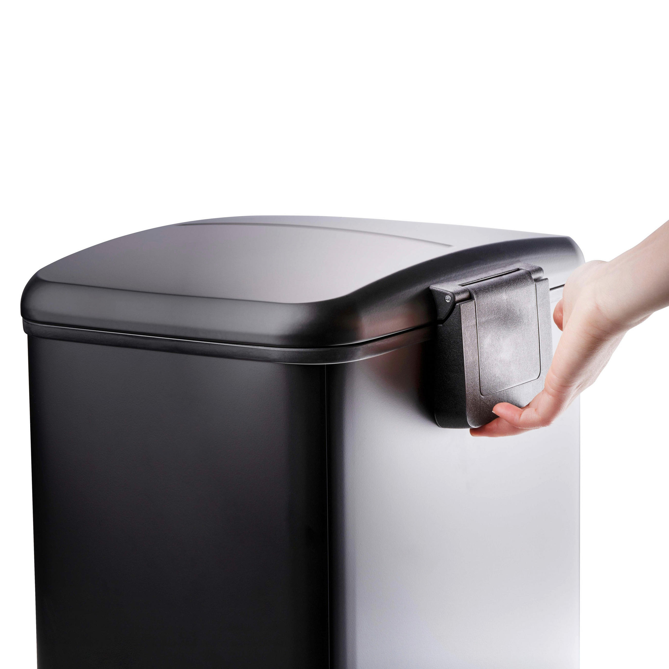 Thumbnail - Treteimer schwarz Stahl B/H/T: ca. 37x50x34 cm