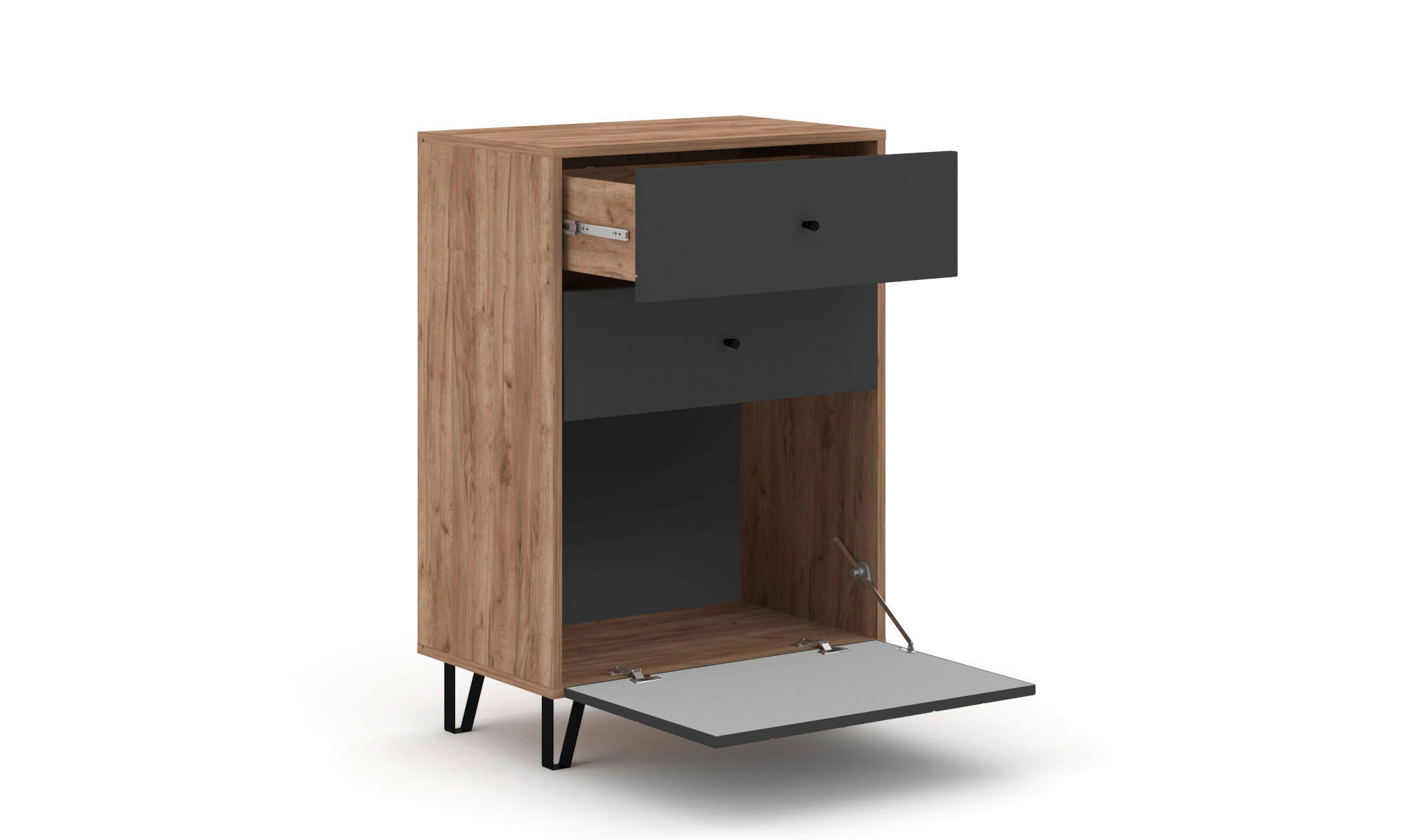 Thumbnail - Kommode BILBAO Eiche Tabak Nachbildung anthrazit B/H/T: ca. 63,4x95,5x40 cm