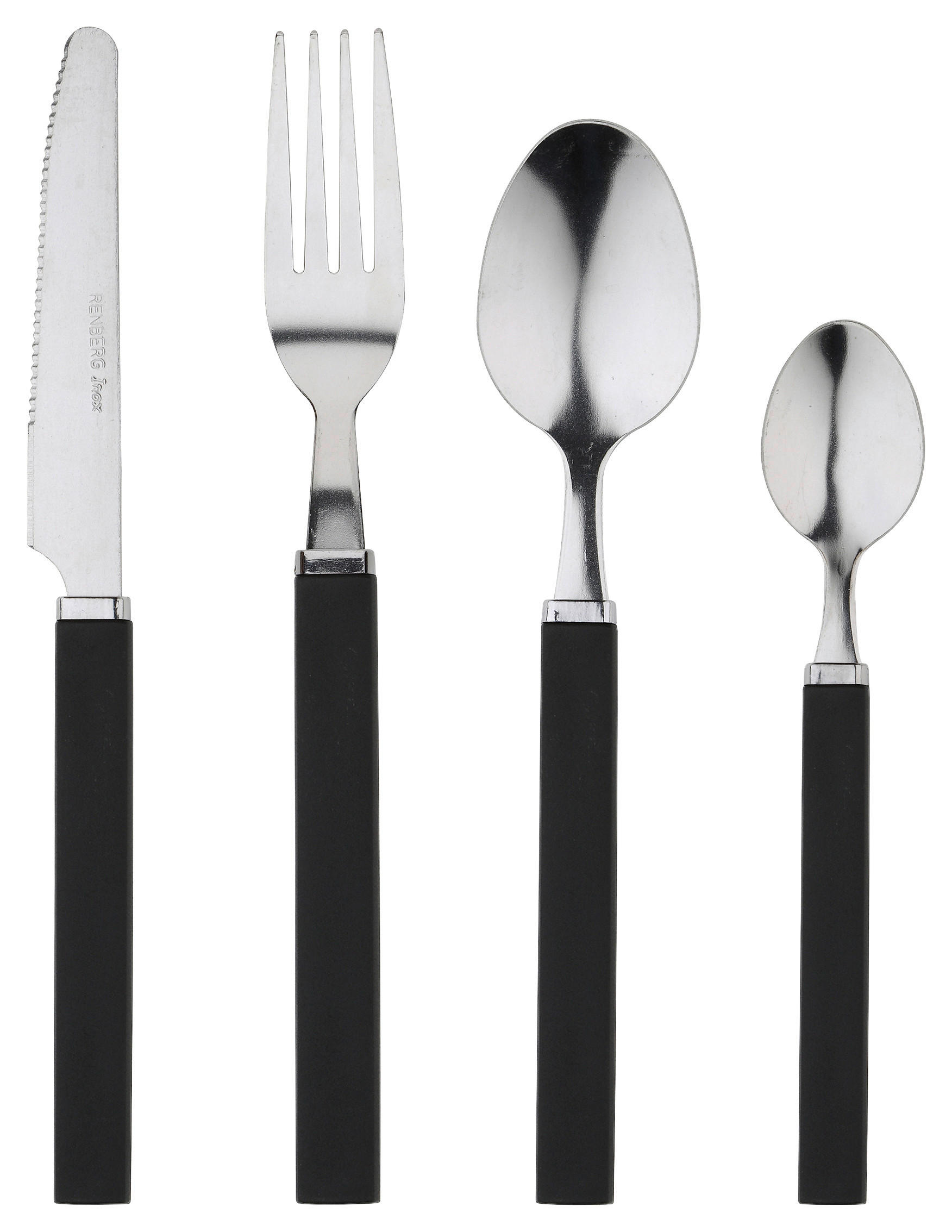 RENBERG Besteckset FUNNY BLACK schwarz Edelstahl 24 tlg.