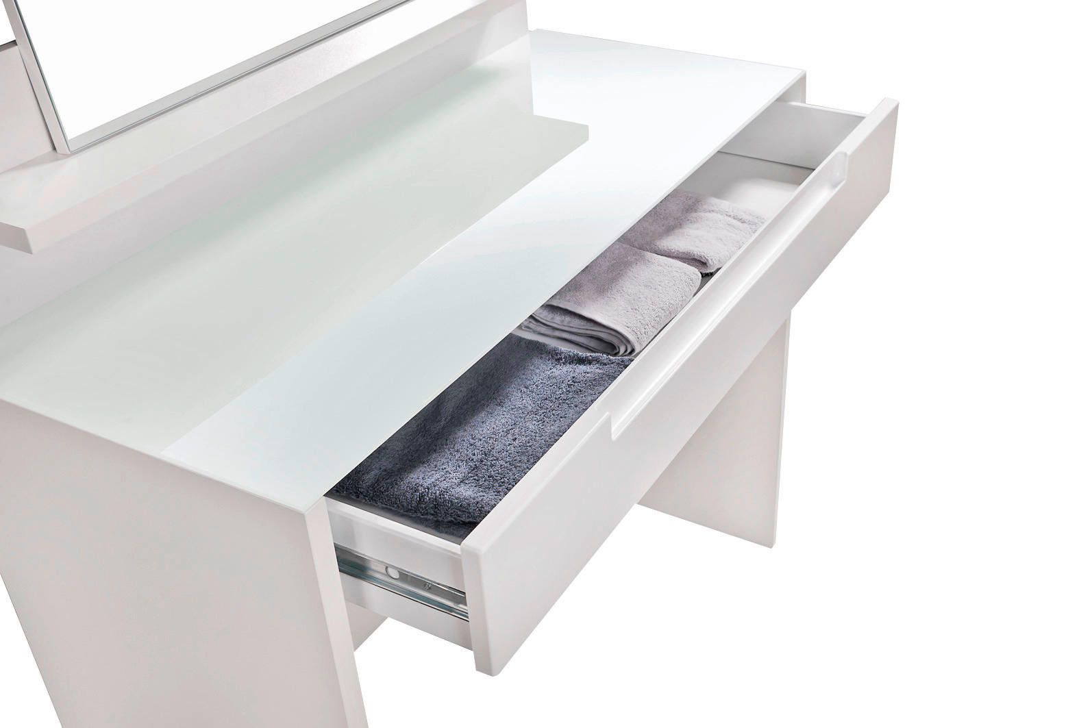 Thumbnail - Schminktisch Mailand weiß weiß Hochglanz B/H/T: ca. 97x126x42 cm