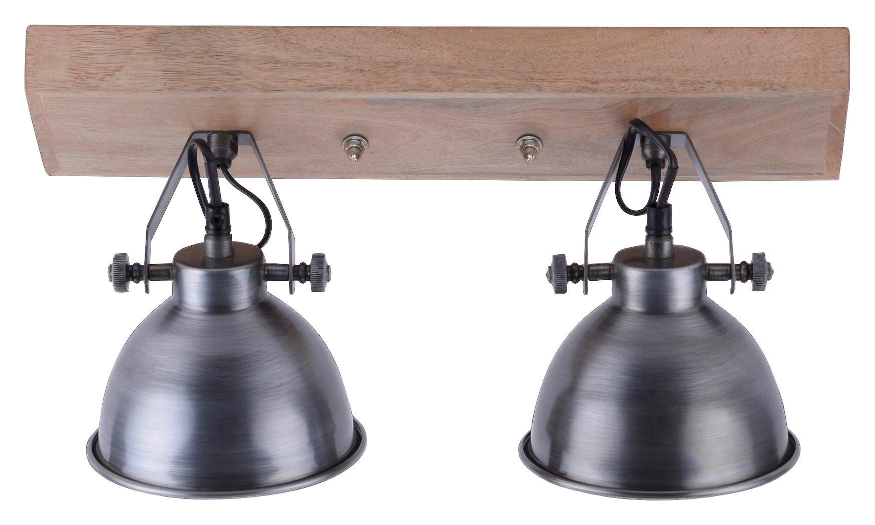 Just Light Spot Samia stahlfarbig Echtholz Metall B/H/L: ca. 24x22x45 cm E14 2 Brennstellen