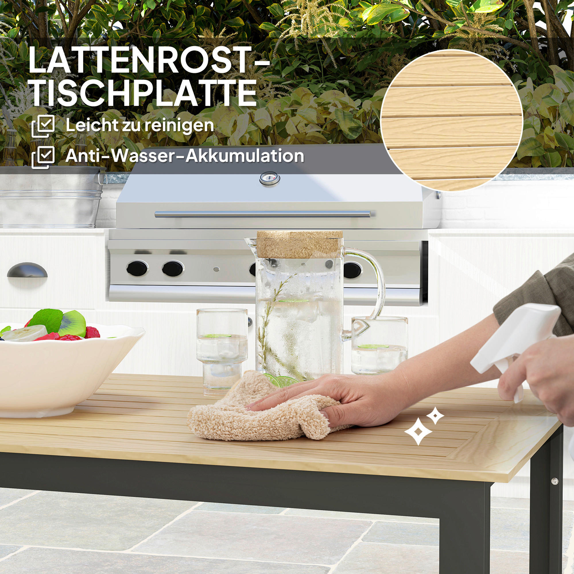 Thumbnail - Outsunny Gartentisch taupe Kunststoff B/H/L: ca. 78x75x175 cm