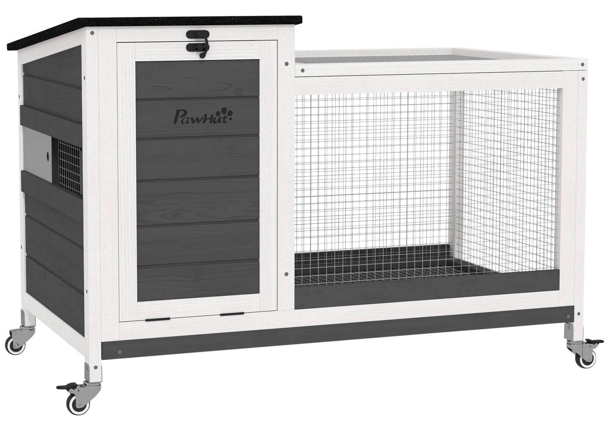 PawHut Kaninchenstall dunkelgrau Stahl B/H/L: ca. 52x67x92 cm