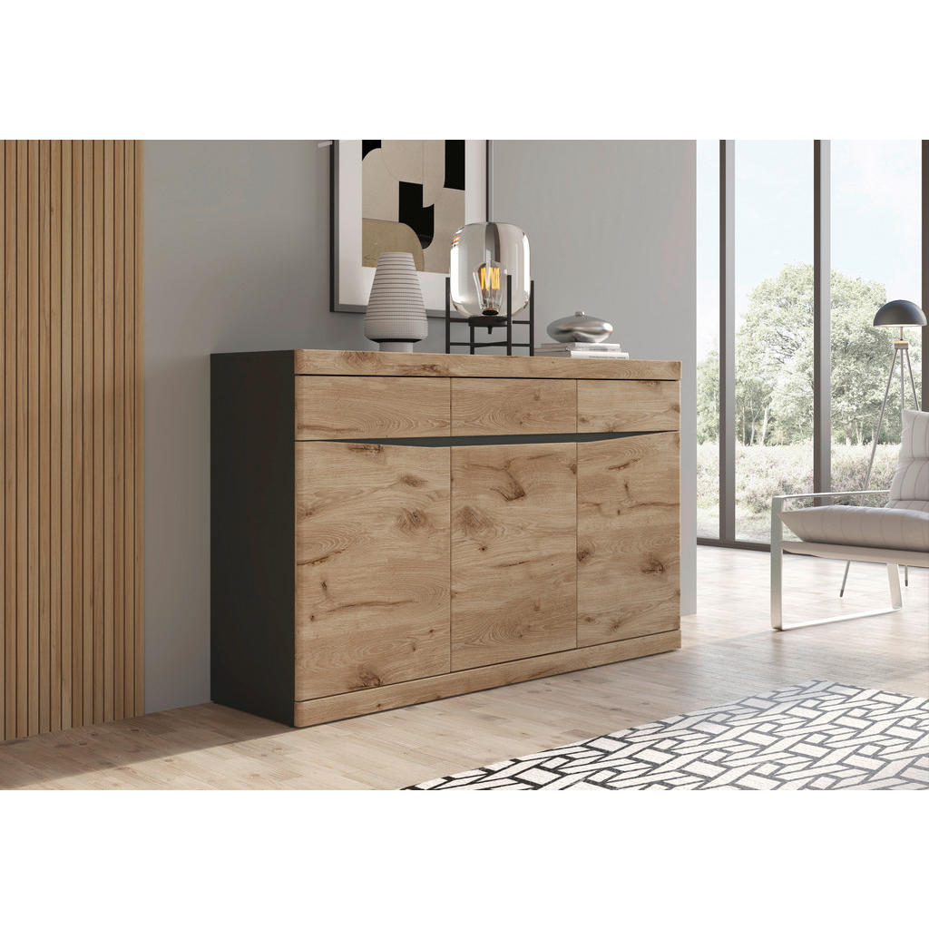 Thumbnail - Sideboard Spring Eiche Viking Nachbildung anthrazit B/H/T: ca. 150x92x40 cm