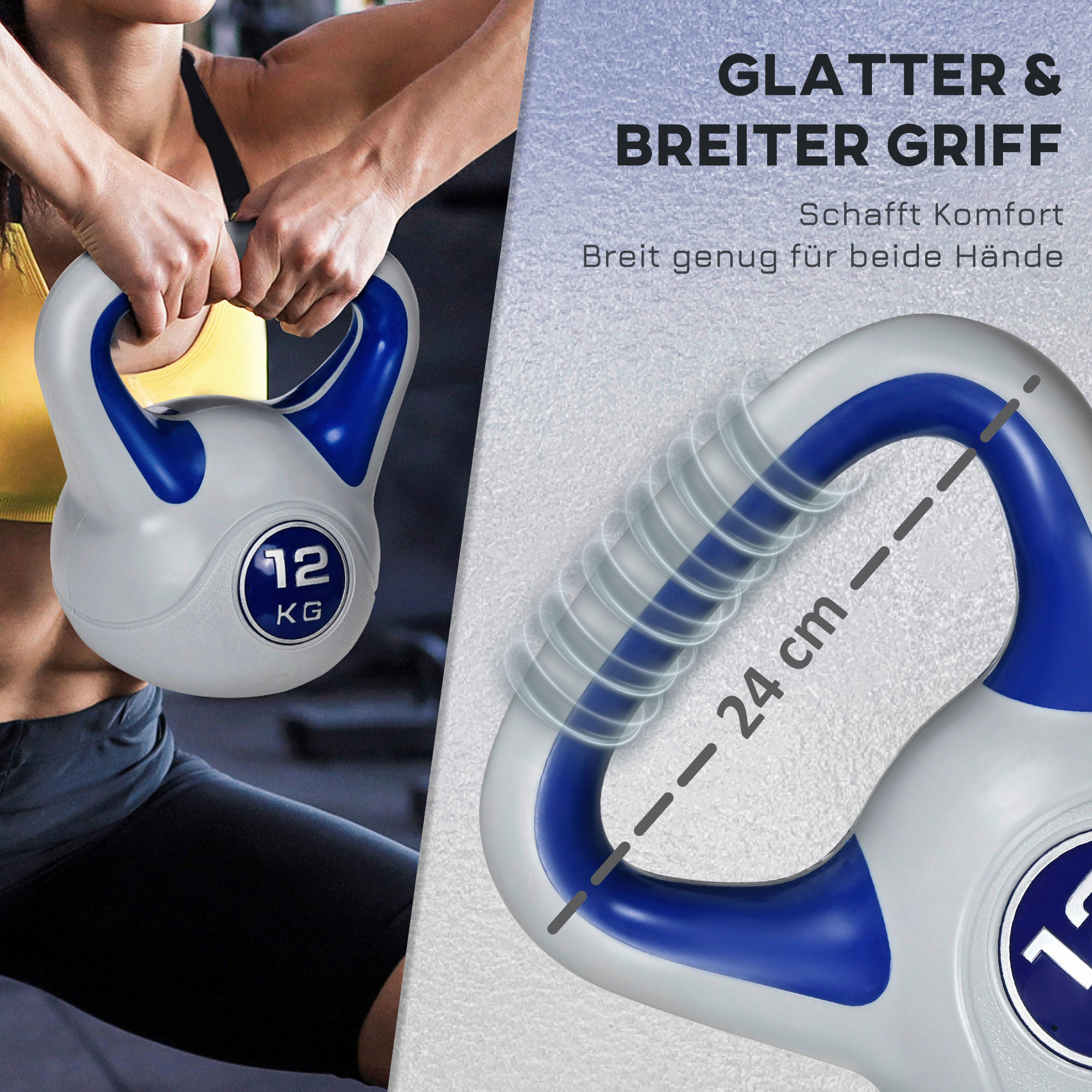 Thumbnail - SPORTNOW Kettlebell blau Kunststoff B/H/L: ca. 17x28x24 cm