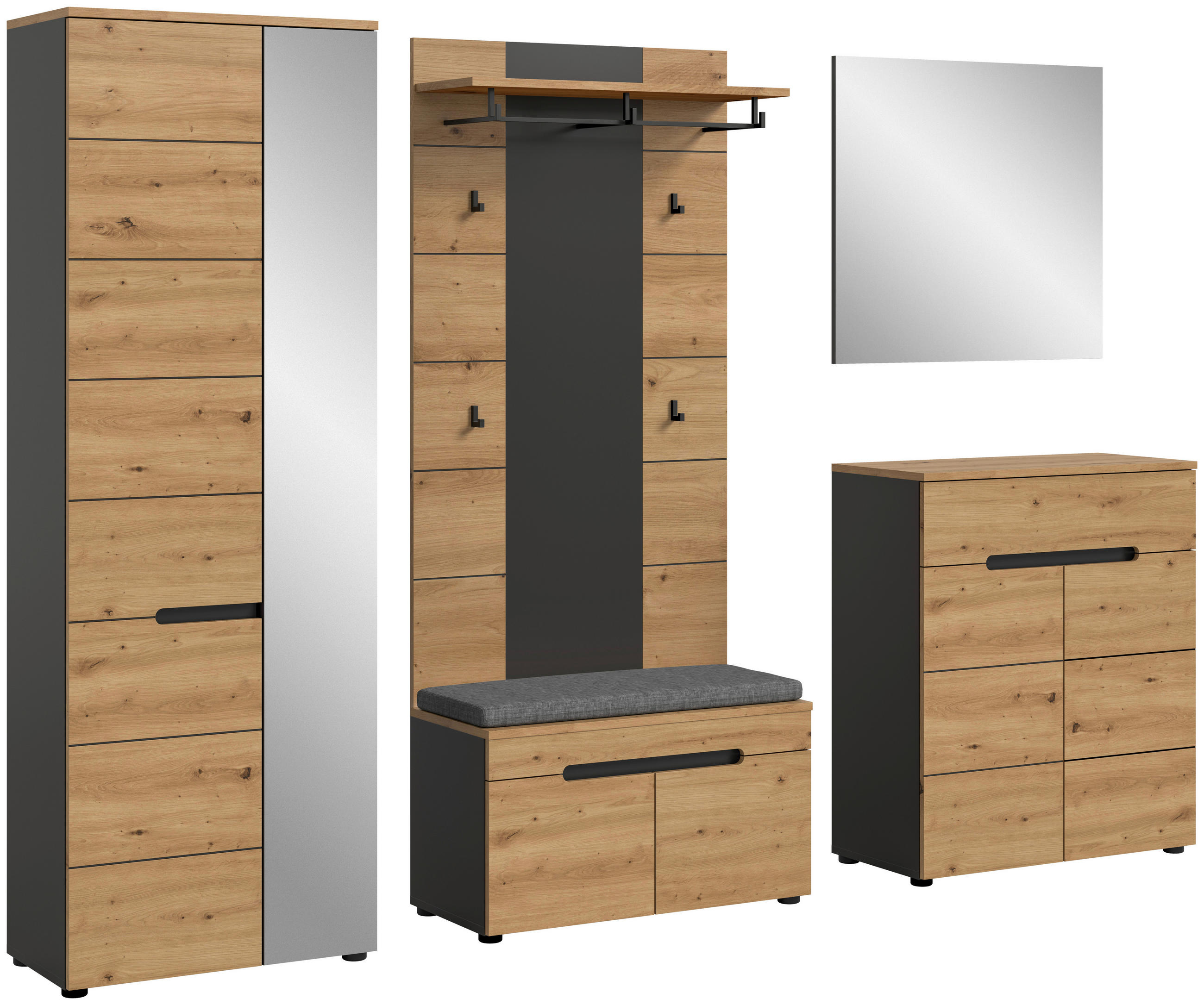 Garderobe Canu basaltgrau Nachbildung Artisan Nachbildung B/H/T: ca. 255x190x37 cm