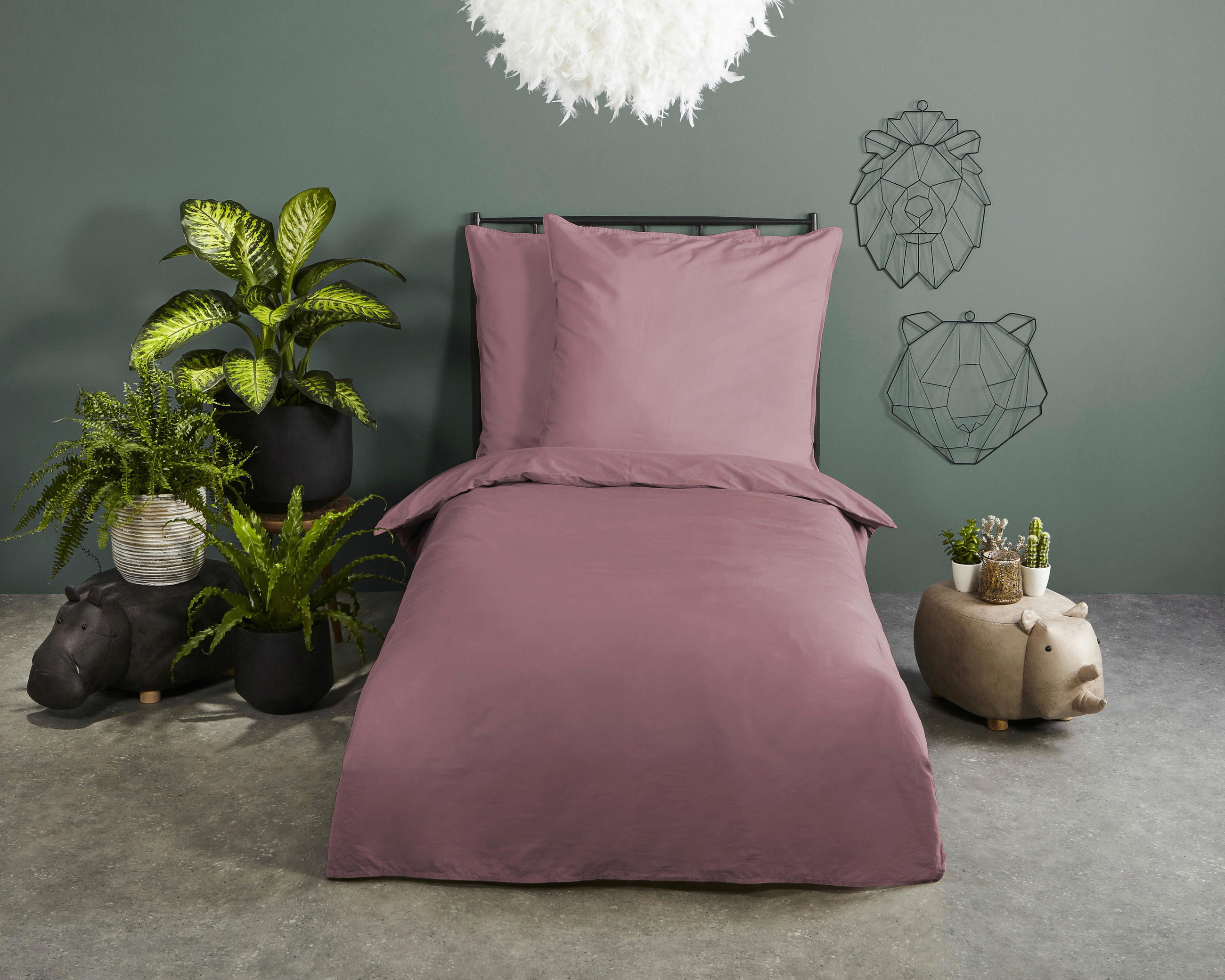 Thumbnail - Baumwoll Bettwäsche Satin puderrosa Baumwolle B/L: ca. 135x200 cm