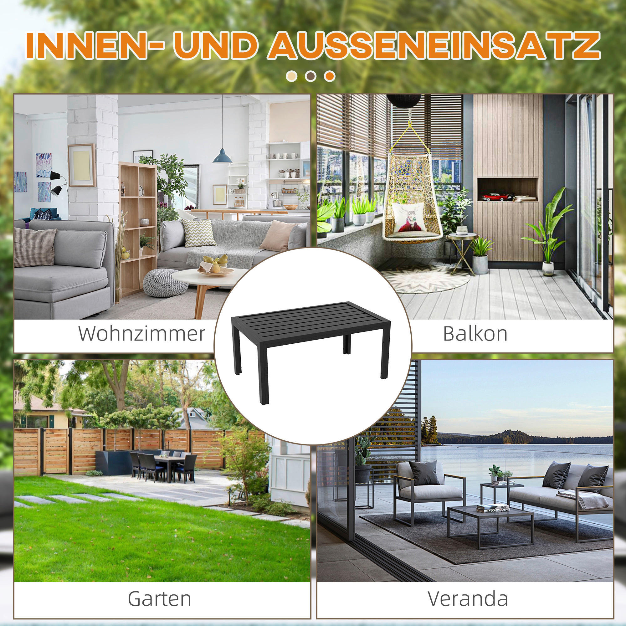 Thumbnail - Outsunny Balkontisch schwarz Stahl B/H/L: ca. 61x46x101,5 cm