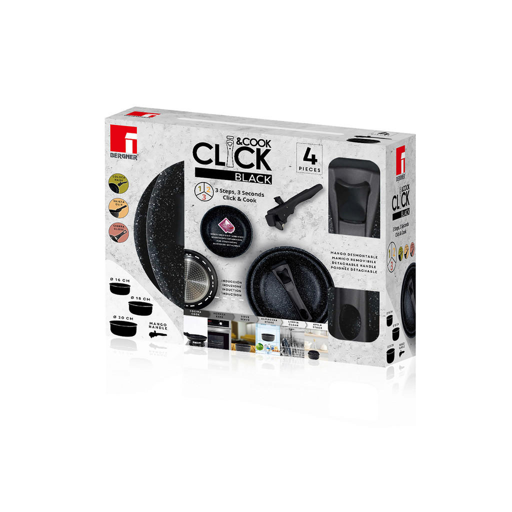 Thumbnail - BERGNER Topfset Click & cook black schwarz Aluminium 4 tlg.