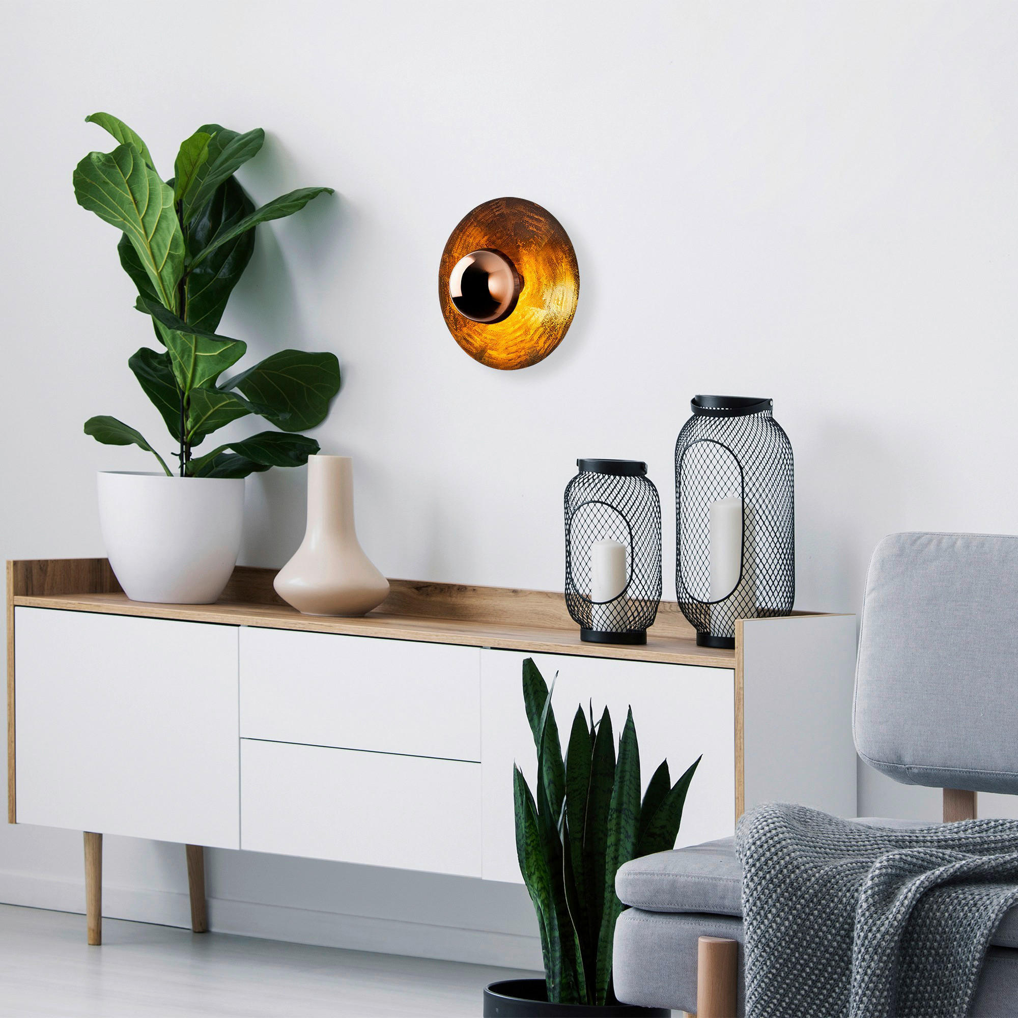 Thumbnail - Opviq Wandleuchte Kurt Kupfer Metall B/H/T/L/D: ca. 38x31x38x38x38 cm G9 1 Brennstellen