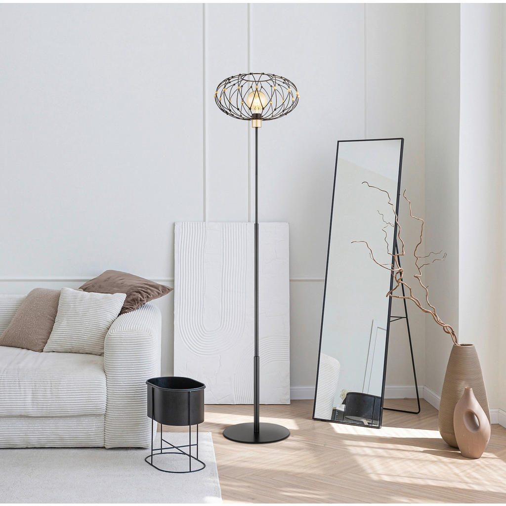 Thumbnail - GLOBO Stehleuchte mattschwarz Metall H/D: ca. 162x40 cm E27 1 Brennstellen