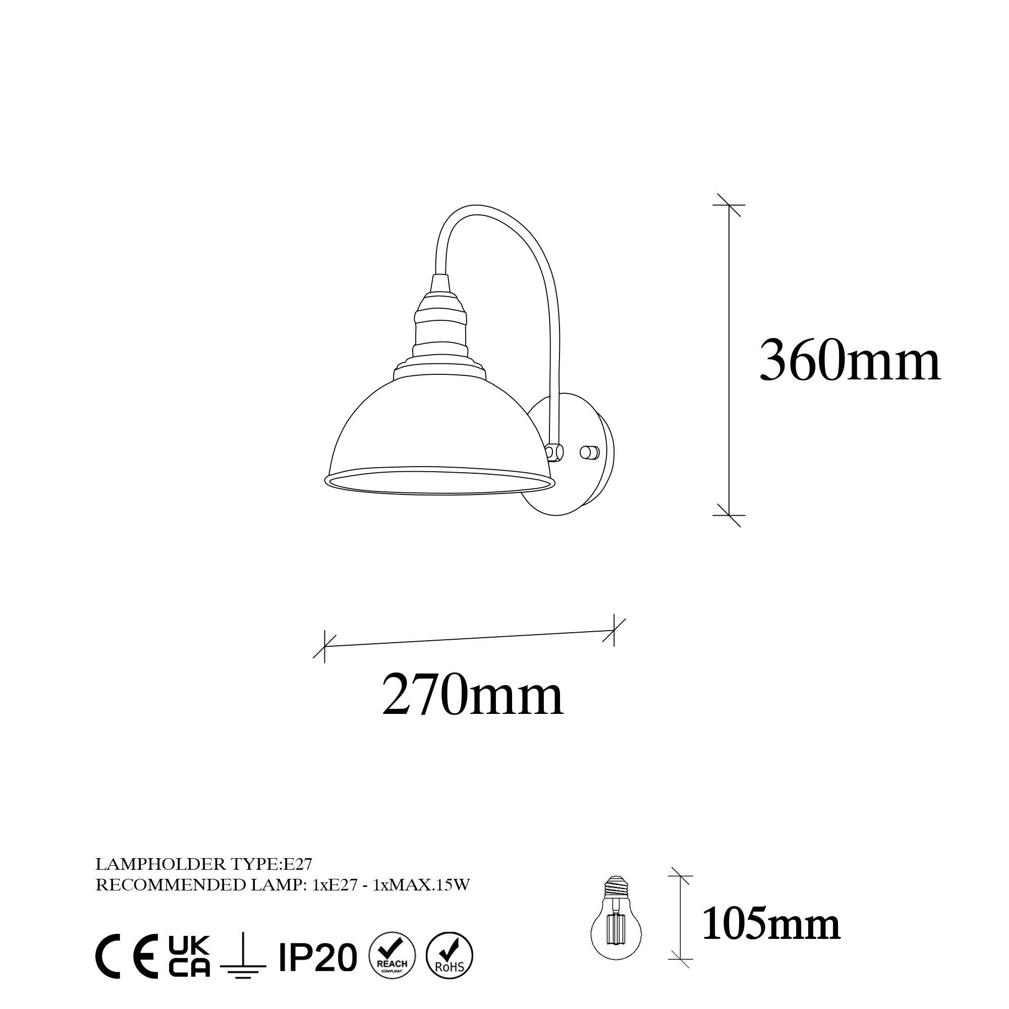 Thumbnail - Opviq Wandleuchte Varzan schwarz bronze Metall B/H/T/L/D: ca. 27x36x27x27x27 cm E27 1 Brennstellen