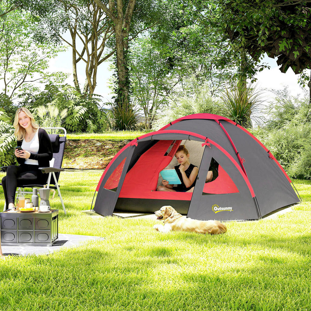 Thumbnail - Outsunny Campingzelt grau Polyester B/H/L: ca. 215x130x315 cm