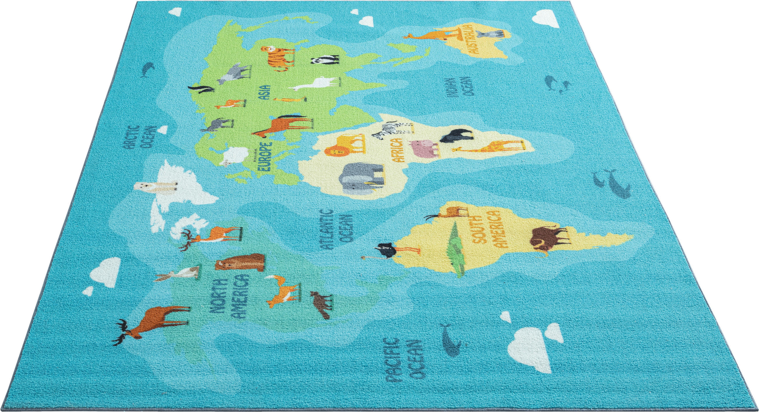 Thumbnail - Merinos Teppich Happy Kids blau B/L: ca. 140x200 cm