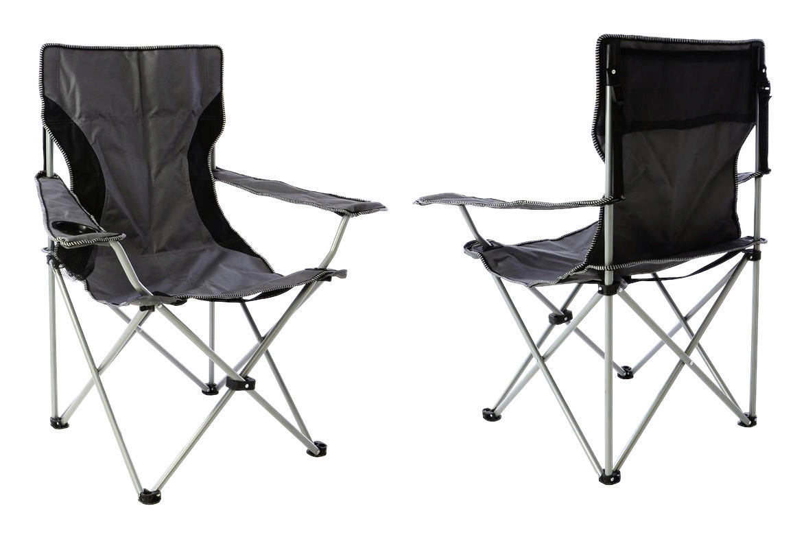 VCM Campingstuhl-Set schwarz Stahl B/H/T: ca. 47x90x47 cm