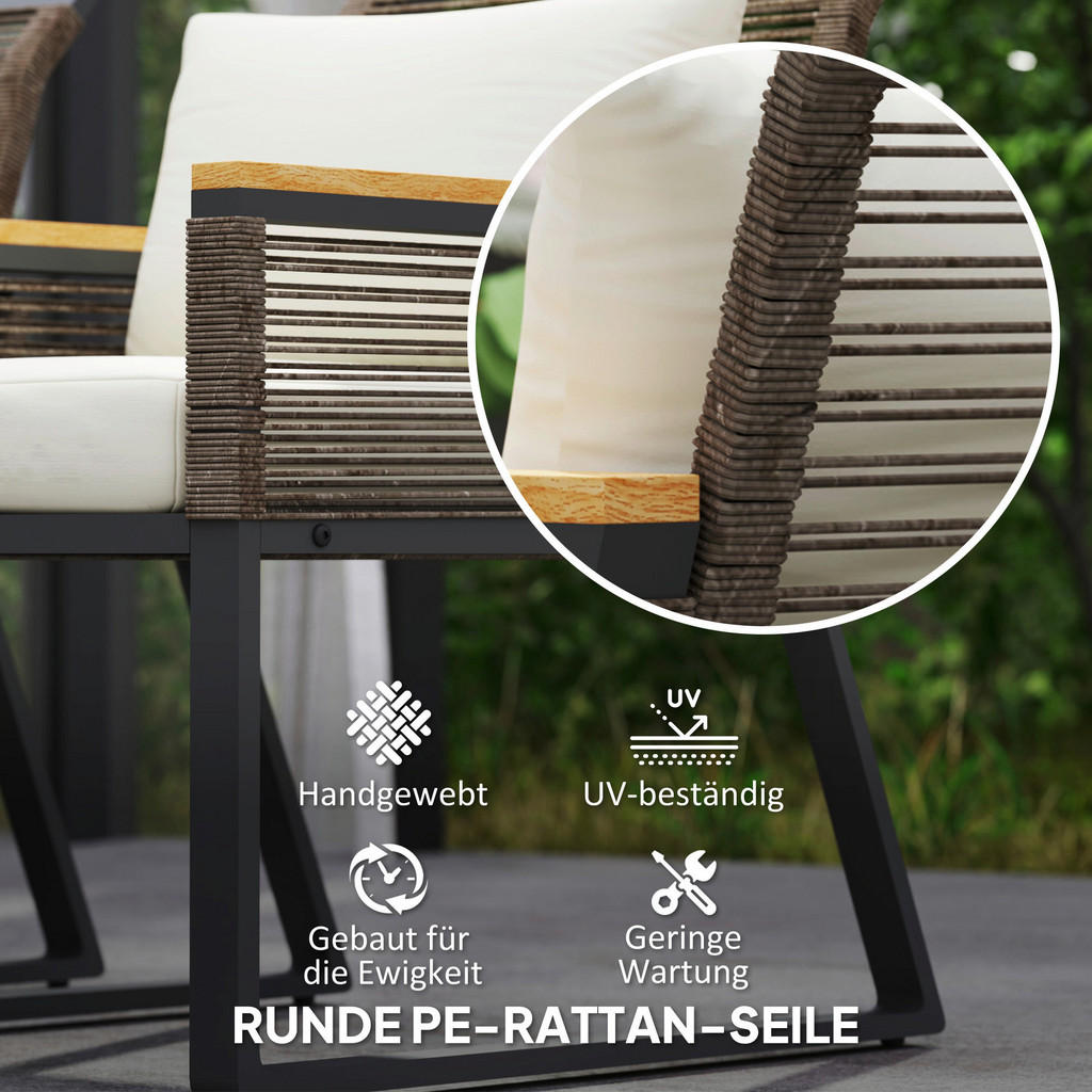 Thumbnail - Outsunny Rattan-Gartenmöbel-Set grau Polyethylen B/H/L: ca. 71x78x114 cm