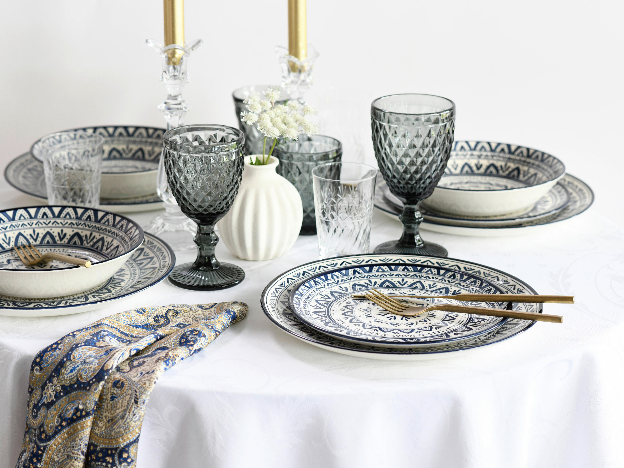 Thumbnail - CreaTable Tafelservice Mexico blau Steingut 18 tlg.