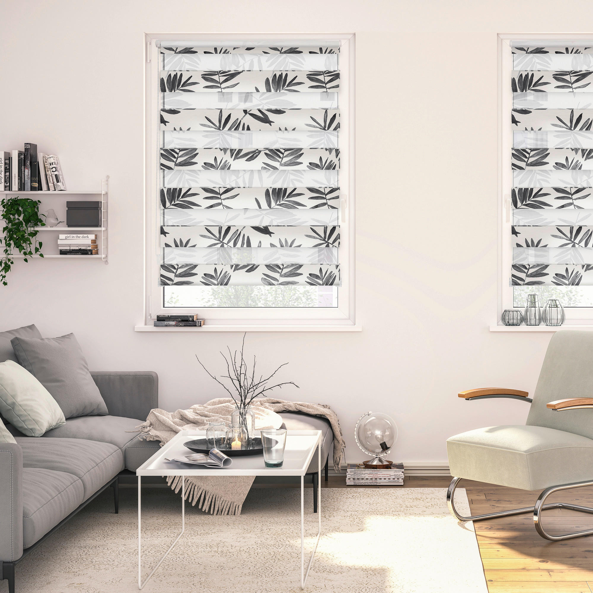 LICHTBLICK Doppelrollo Watercolor schwarz B/L: ca. 70x150 cm