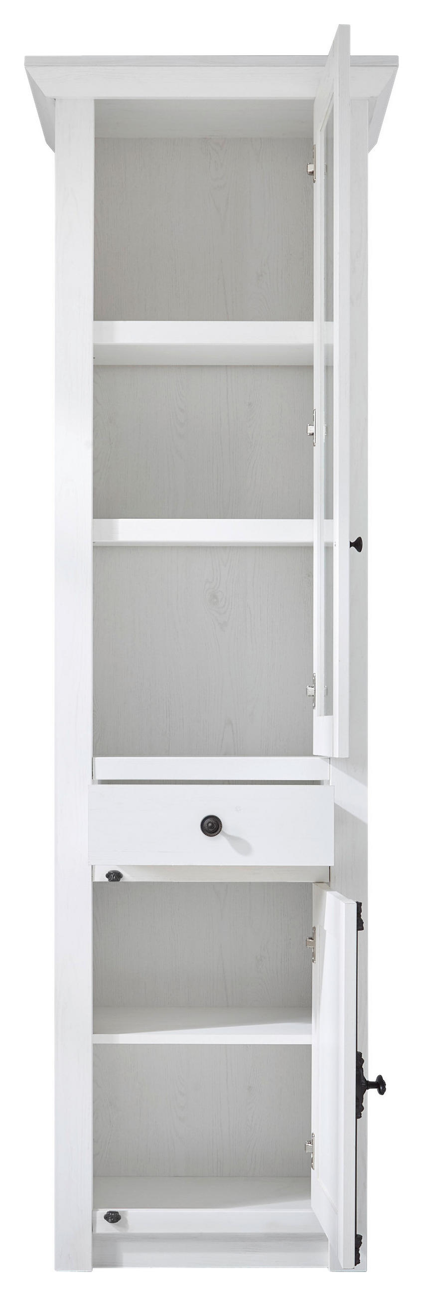 Thumbnail - Vitrinenschrank Westerland weiß Pinie Nachbildung B/H/T: ca. 63x207x45 cm