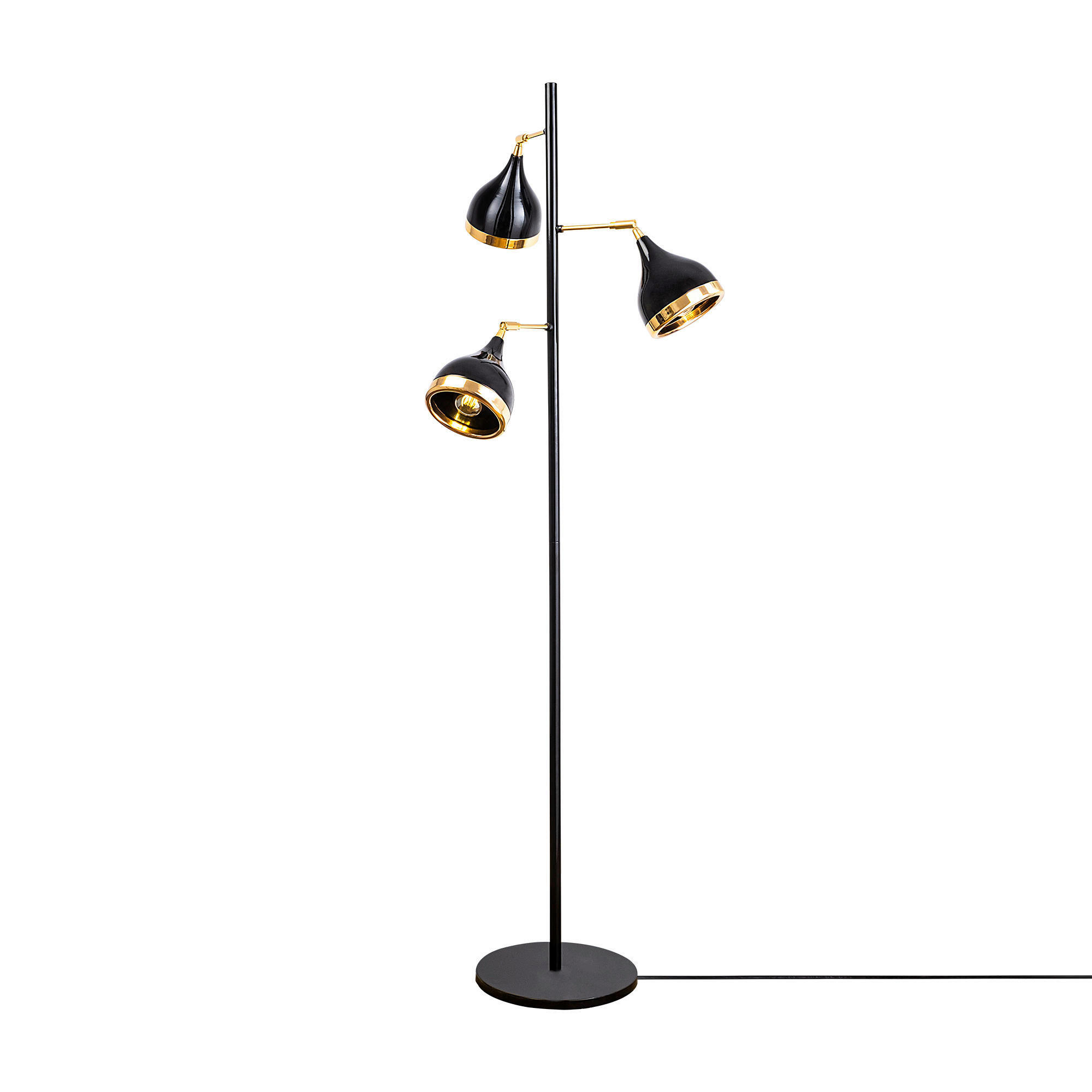 Opviq Stehleuchte schwarz gold B/H/T/L/D: ca. 52x163x52x52x52 cm E27 3 Brennstellen