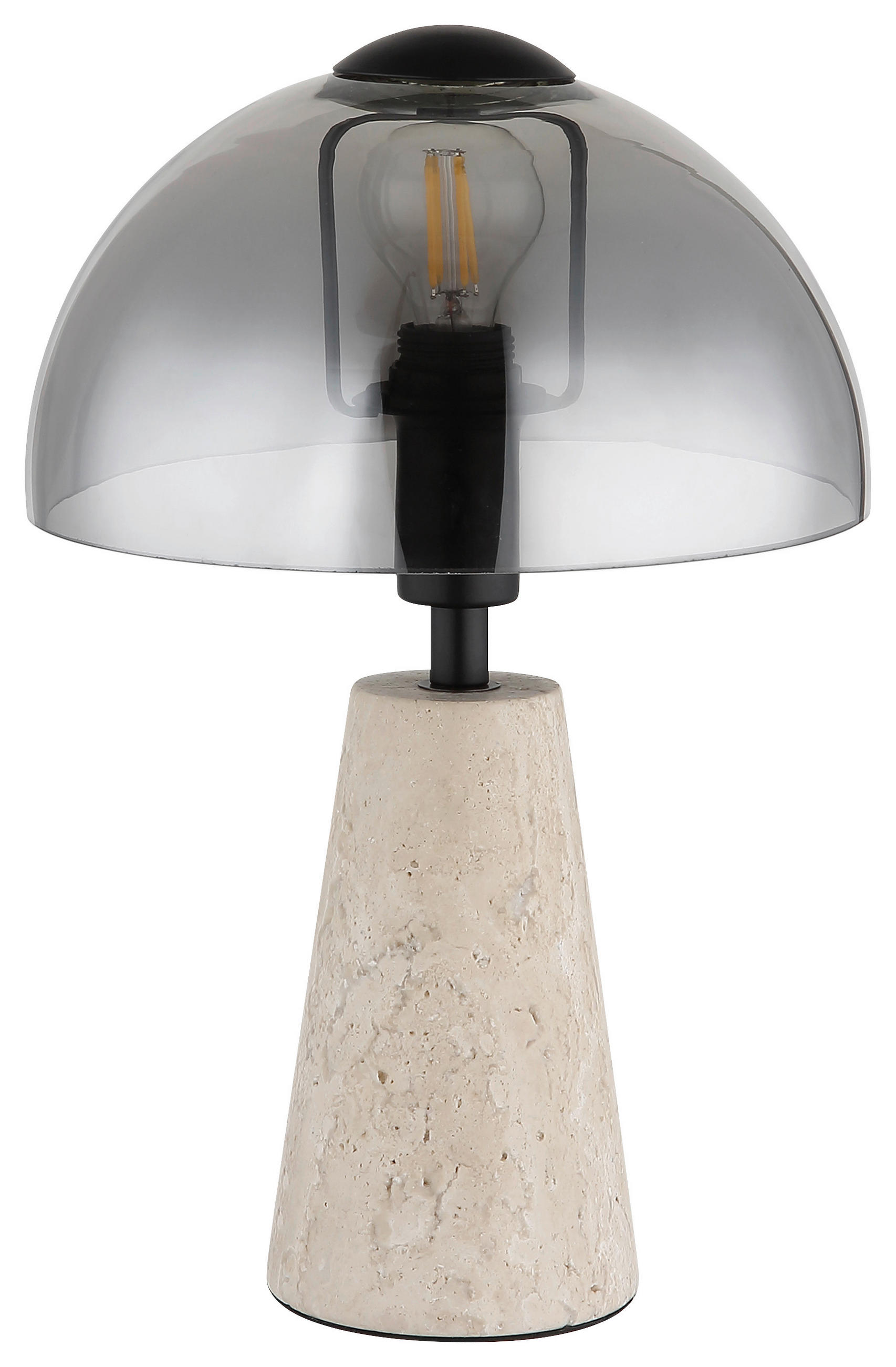 GLOBO Tischleuchte sand schwarz Metall Glas B/H/L: ca. 25x31,5x25 cm E14 1 Brennstellen