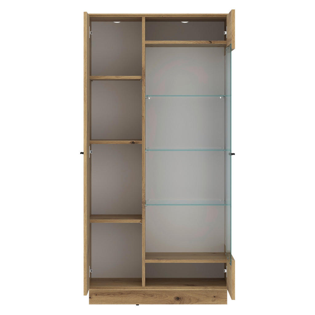 Thumbnail - Standvitrine Covelo Eiche Artisan Oak Nachbildung weiß B/H/T: ca. 75x150x40 cm