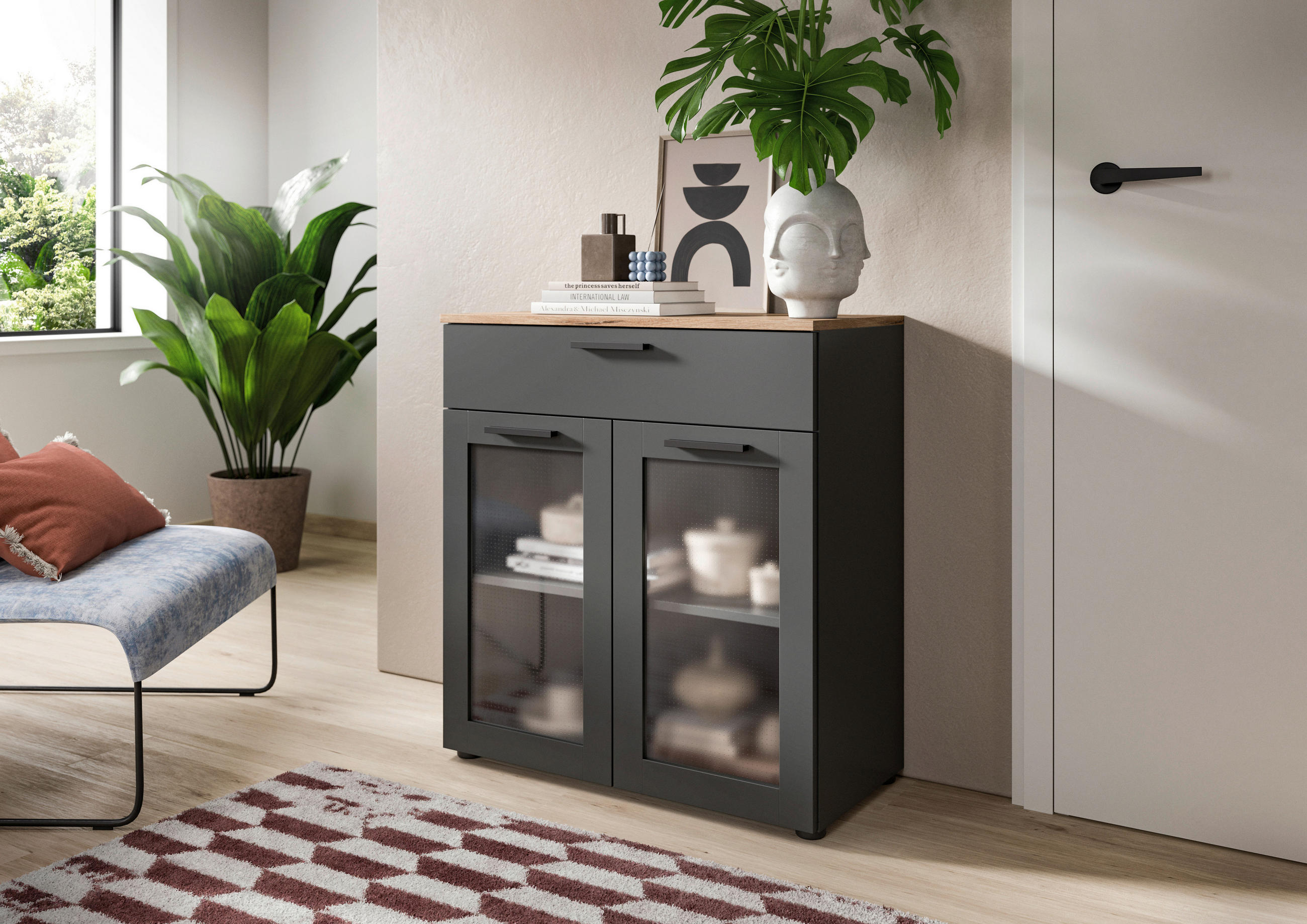 Thumbnail - Kommode Niklas anthrazit Eiche Nox Oak Nachbildung B/H/T: ca. 78x84x35 cm