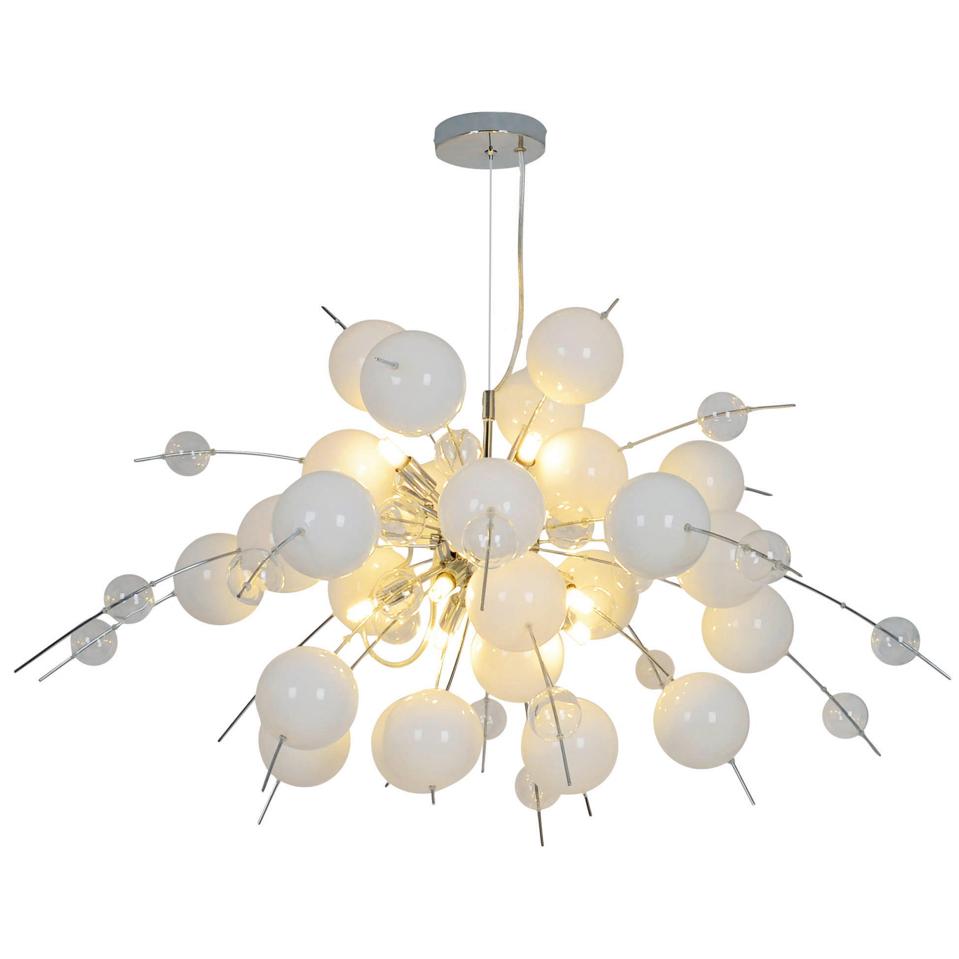 Näve Leuchten Pendelleuchte weiß Glas Metall B/H/T/D: ca. 98x187x98x98 cm G9 10 Brennstellen