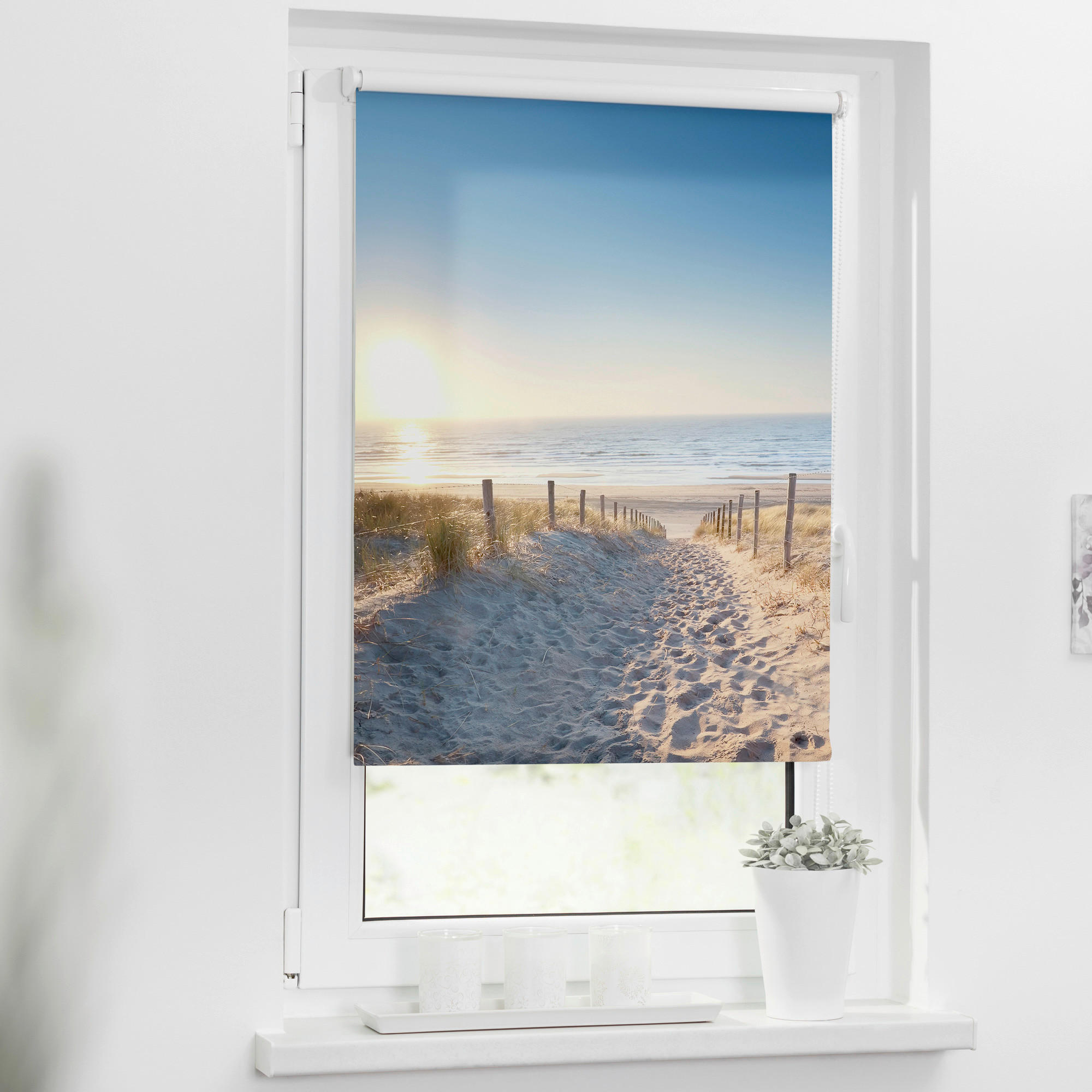 LICHTBLICK Verdunkelungsrollo Ostseestrand blau B/L: ca. 45x150 cm