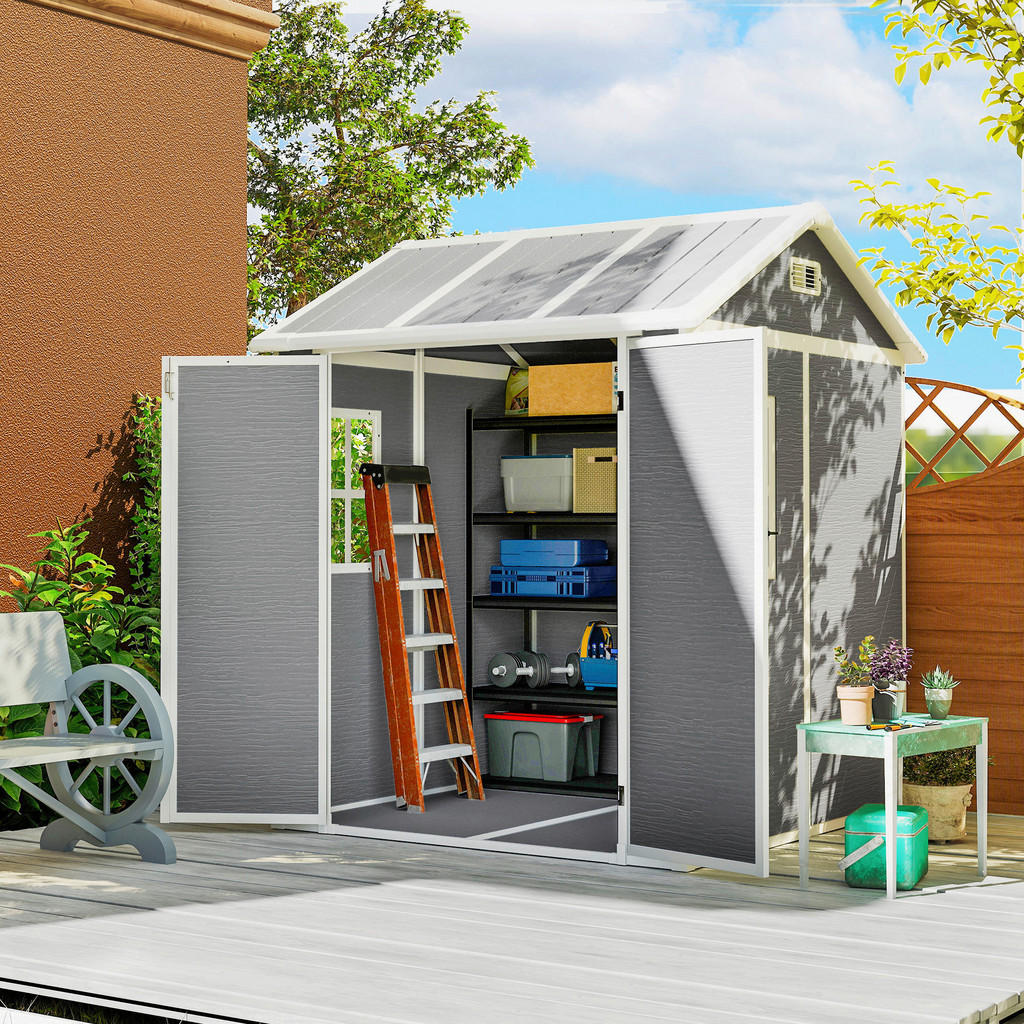 Thumbnail - Outsunny Garden Storage Shed grau B/H/L: ca. 181x220x181 cm