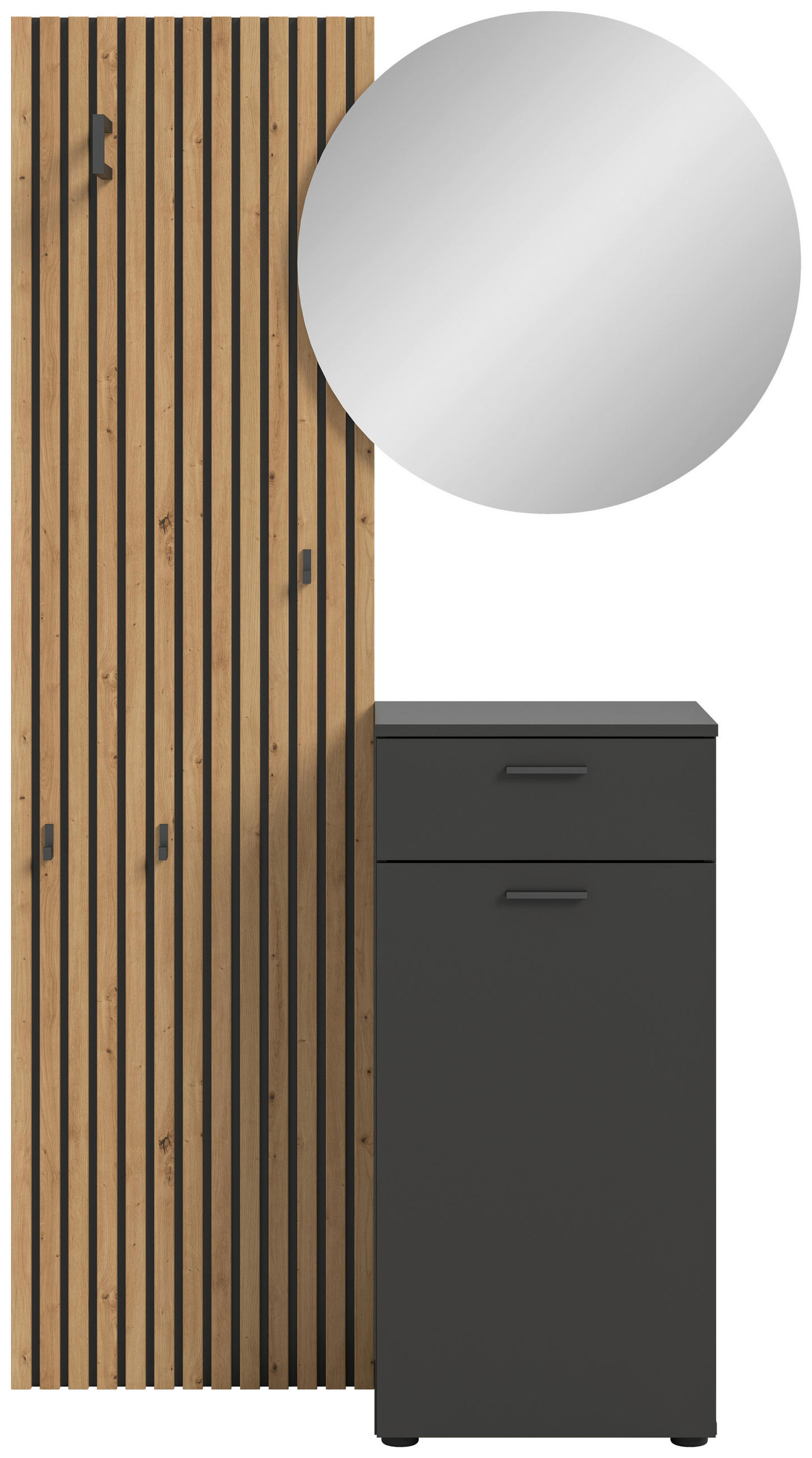 Thumbnail - Garderobe Delton Basalt Eiche Artisan Nachbildung B/H/T: ca. 96x192x37 cm