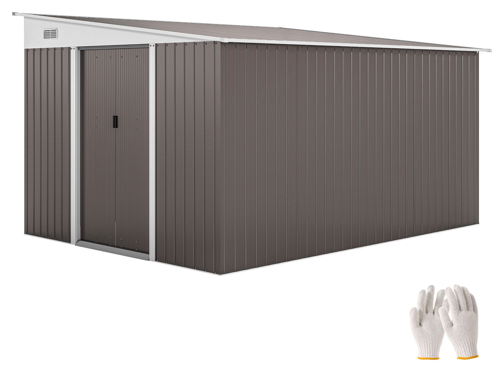 Outsunny Gartenschuppen grau Stahl B/H/L: ca. 345x201x280 cm