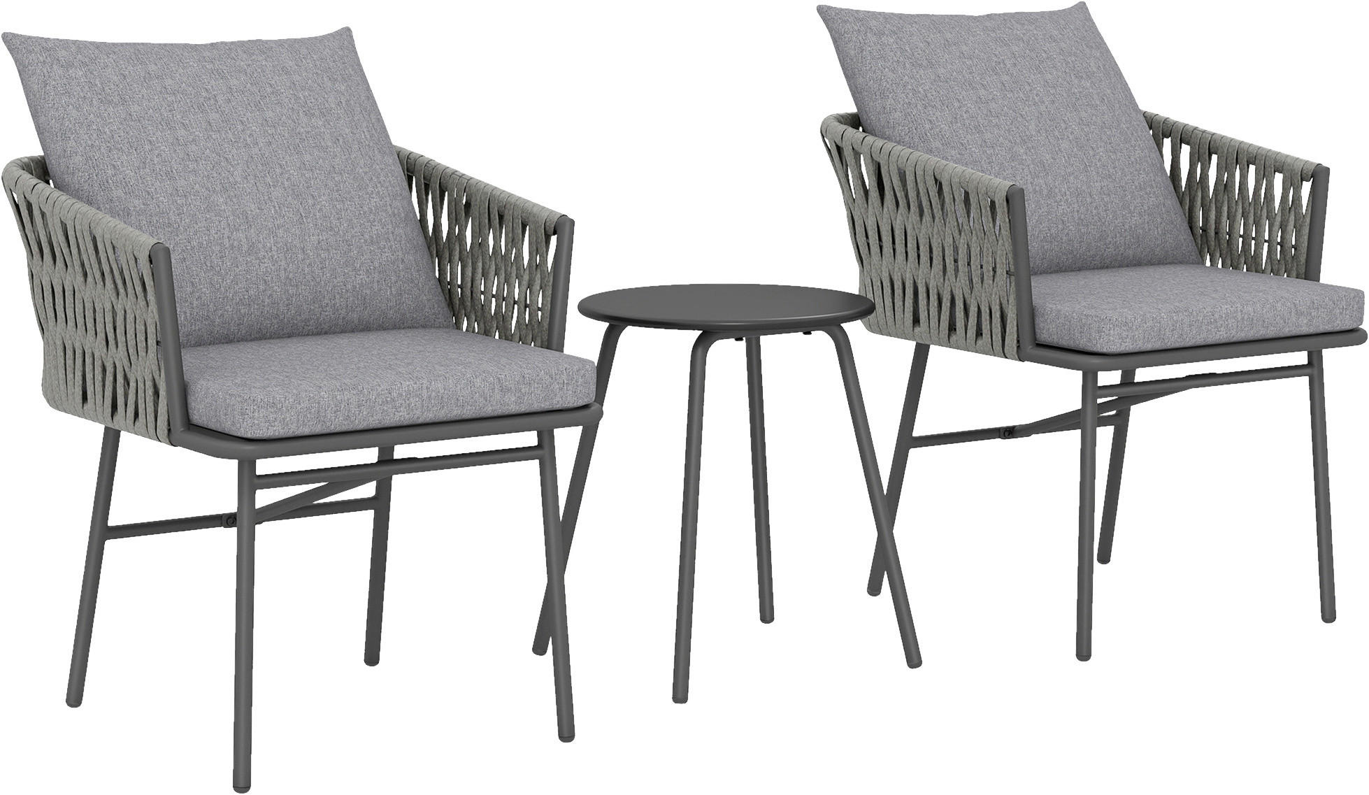 Outsunny Rattan Bistroset grau Polyethylen B/H/L: ca. 58x69x63 cm