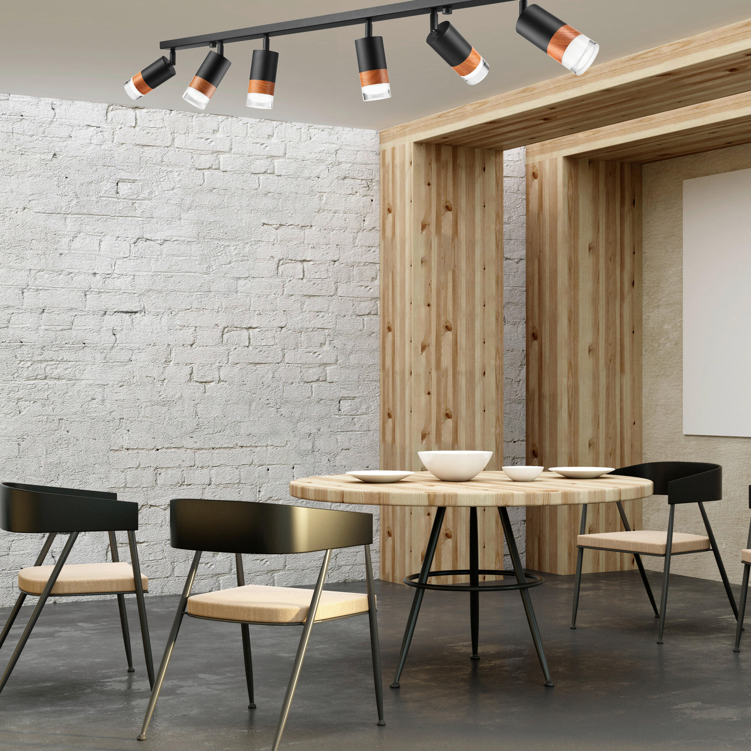 Thumbnail - Lamkur Deckenleuchte schwarz Stahl Glas B/H/L: ca. 8x19x117 cm 6 Brennstellen