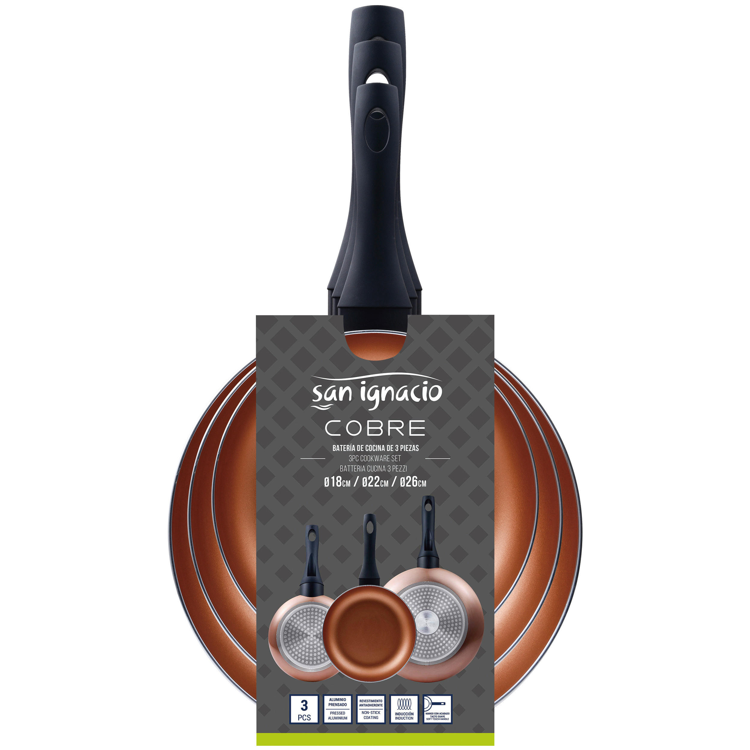 Thumbnail - SAN IGNACIO Pfannen-Set COBRE Kupfer Aluminium 3 tlg.