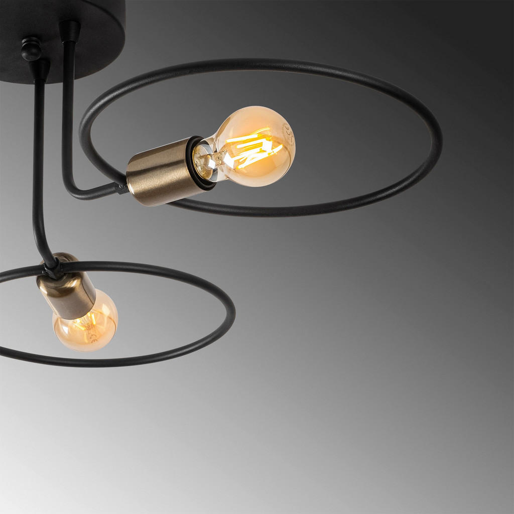 Thumbnail - Opviq Deckenleuchte Circle-1341 schwarz Eisen B/H/T/L/D: ca. 66x22x66x66x66 cm E27 3 Brennstellen