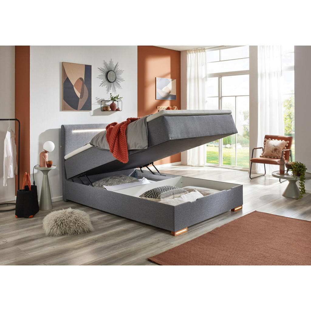 Thumbnail - Boxspringbett Cooper grau Liegefläche B/L: ca. 120x200 cm