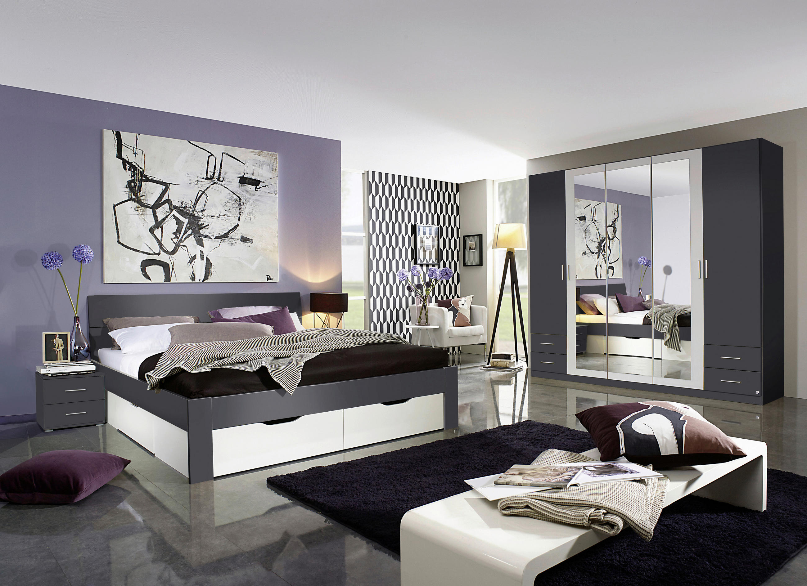 Thumbnail - Bett München grau B/H/T: ca. 185x90x209 cm Liegefläche B/L: ca. 180x200 cm