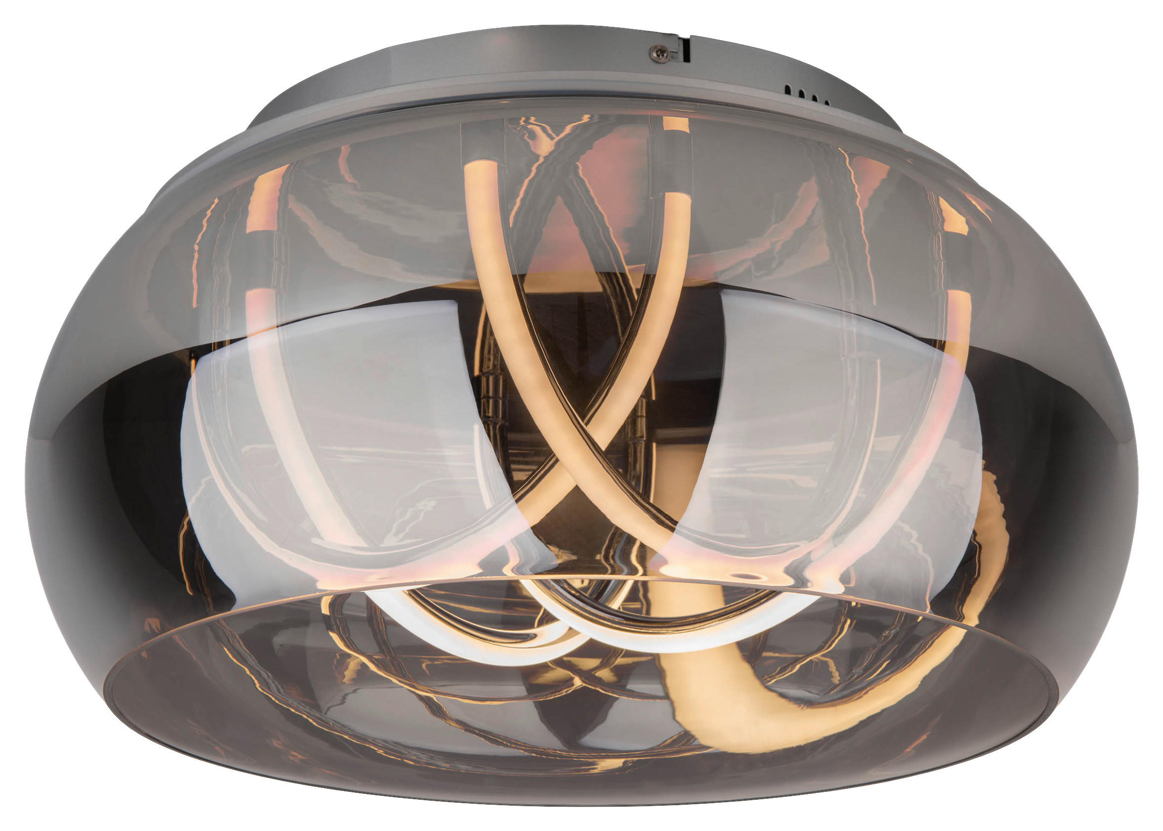 Näve Leuchten LED-Deckenleuchte Chrom Metall Glas B/H/T/D: ca. 45x23,5x45x45 cm