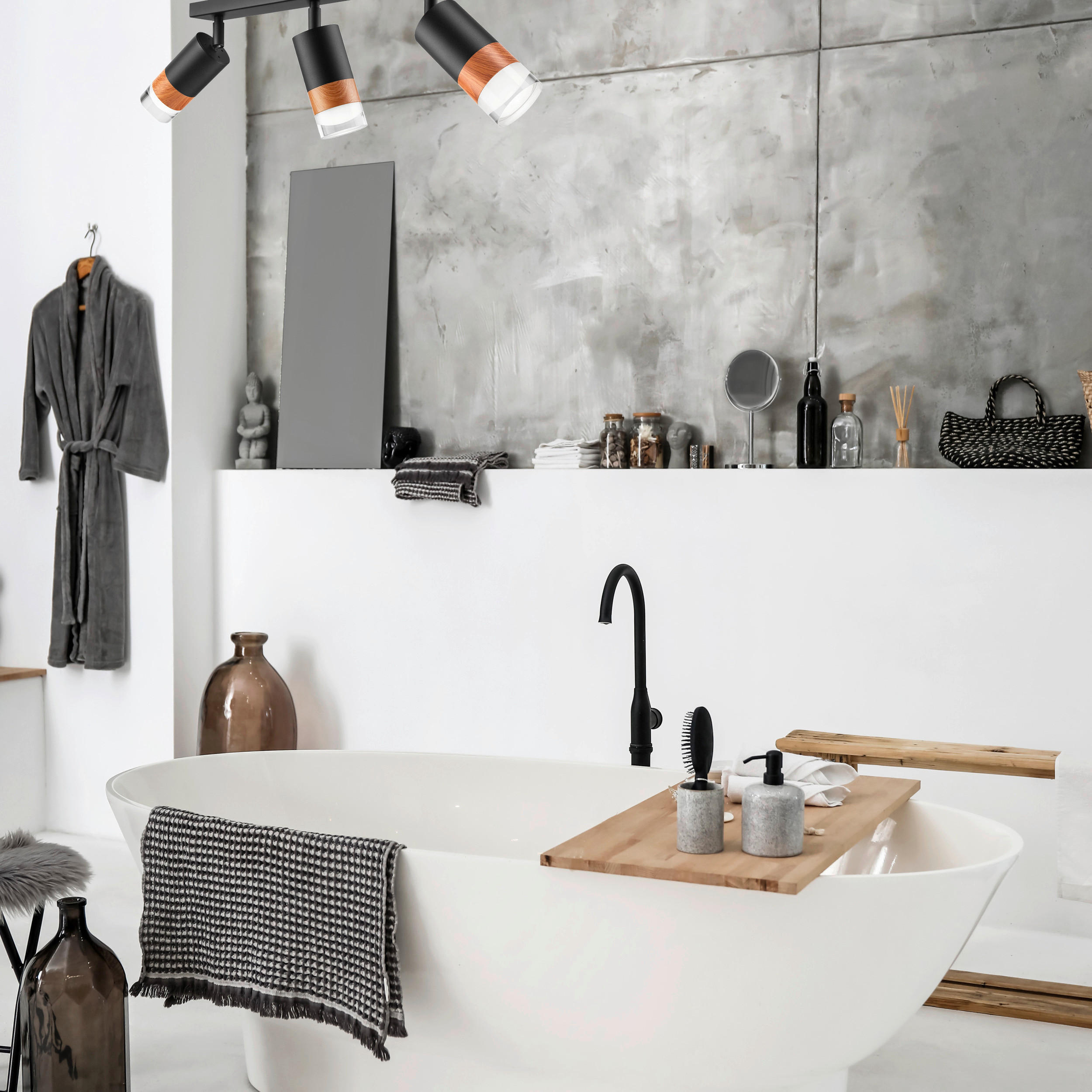 Thumbnail - Lamkur Deckenleuchte schwarz Stahl Glas B/H/L: ca. 8x19x45 cm 3 Brennstellen