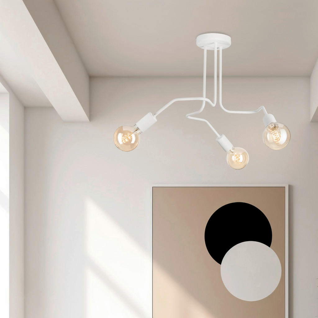 Thumbnail - Lamkur Deckenleuchte DOMINO 51185 weiß Stahl H/L: ca. 40x55 cm E27 3 Brennstellen