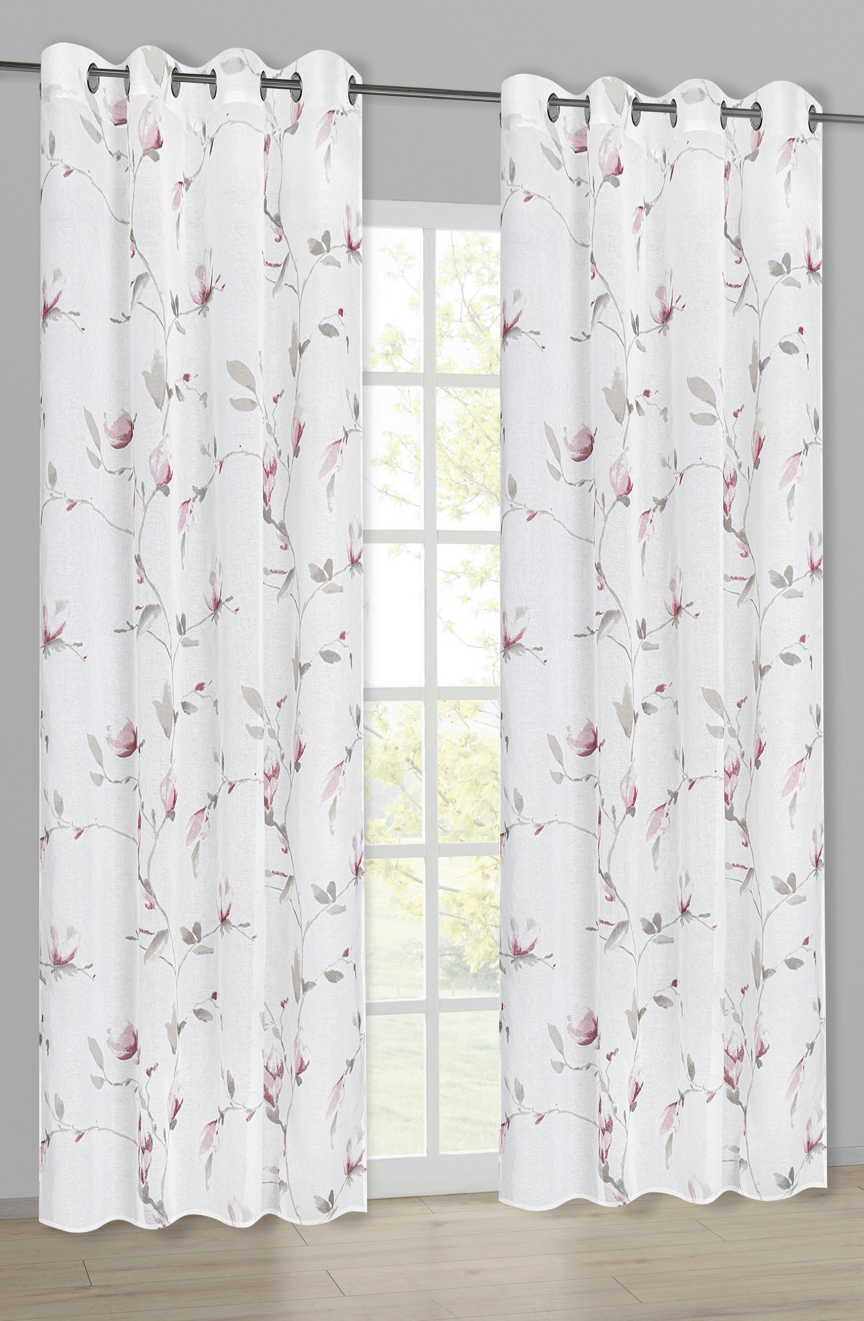 Happy Home Ösenvorhang Blumen rosa B/L: ca. 145x245 cm