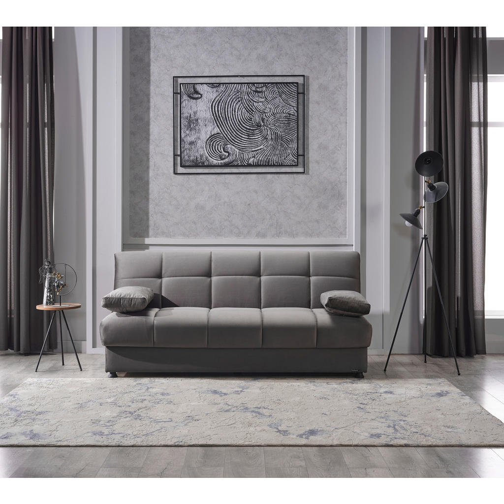 Thumbnail - Schlafsofa Alonso grau Microfaser B/H/T: ca. 196x89x83 cm