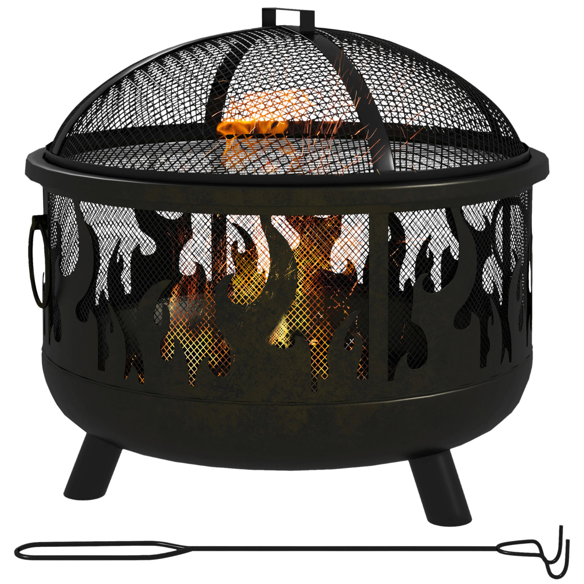 Outsunny Feuerschale schwarz Metall B/H/L: ca. 61x55x61 cm